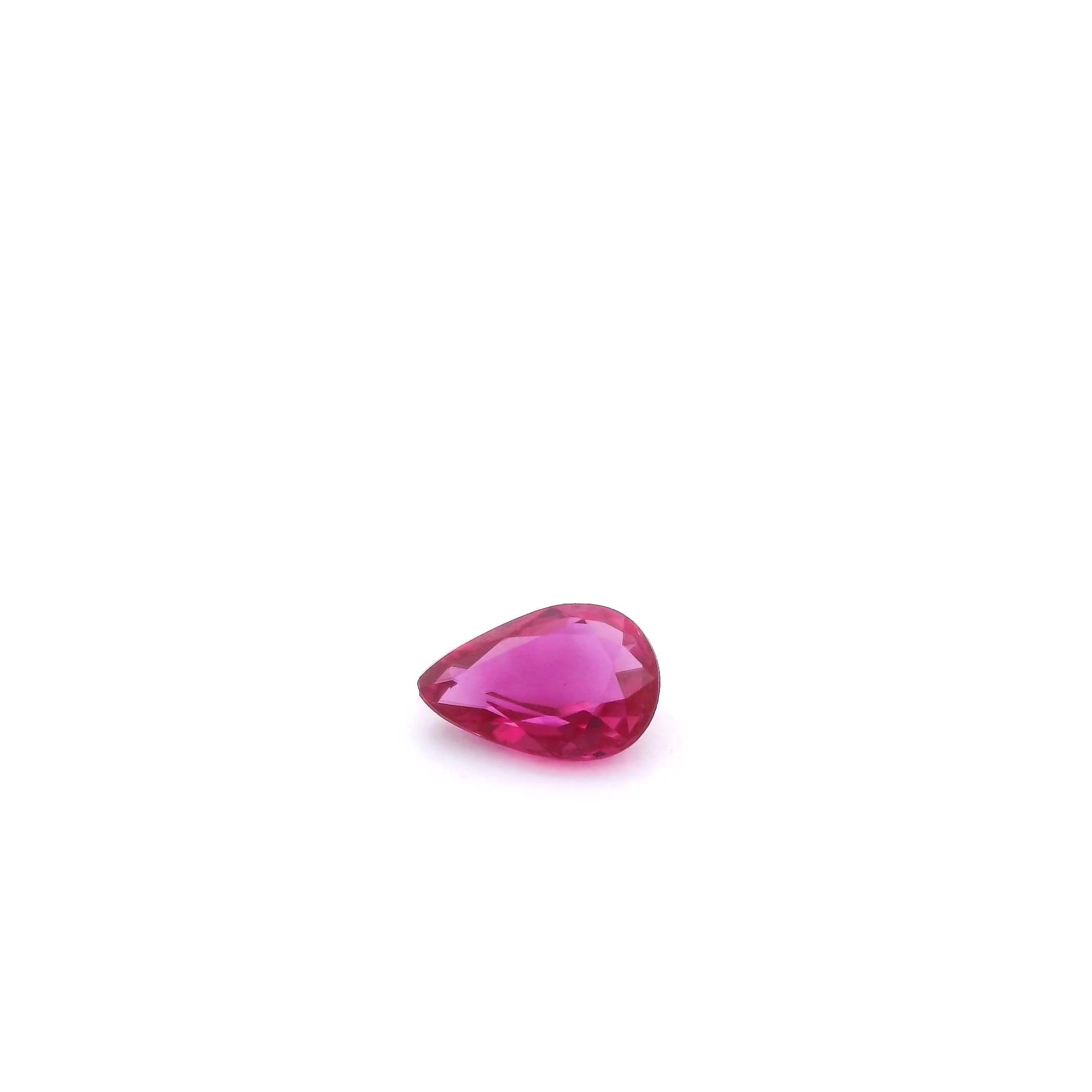 0.43 Carat Vivid Red Pear Ruby