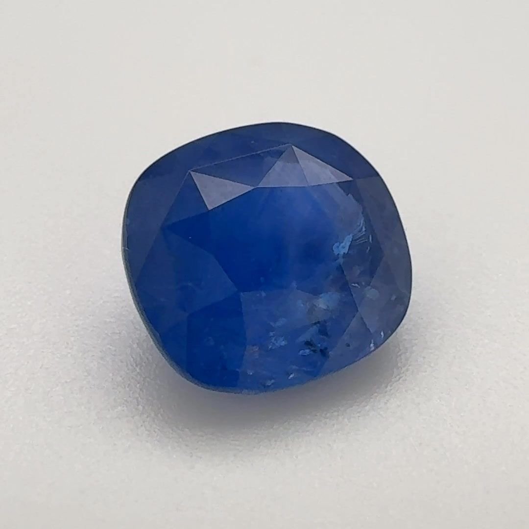 4.76 Carat Blue Cushion Sapphire