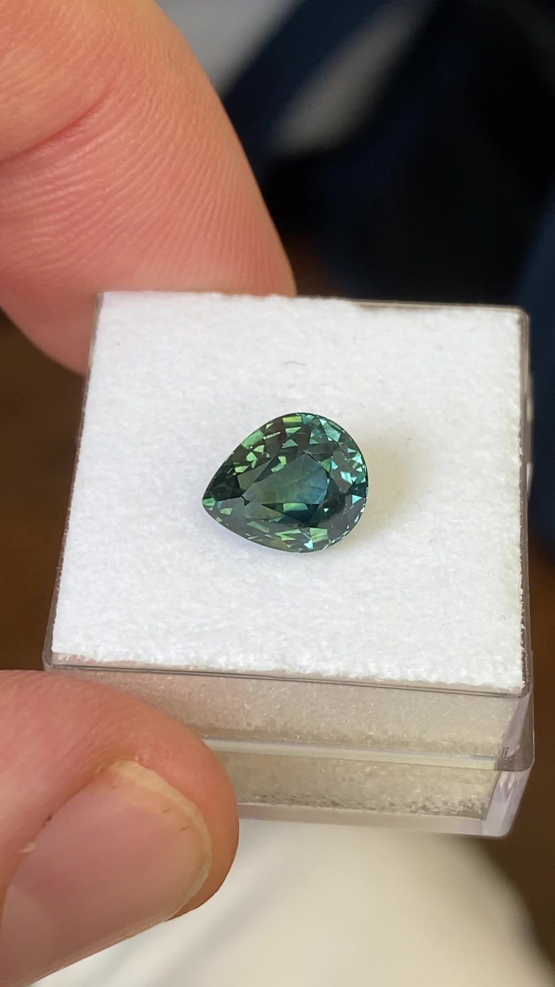 2.96 Carat Green Pear Sapphire