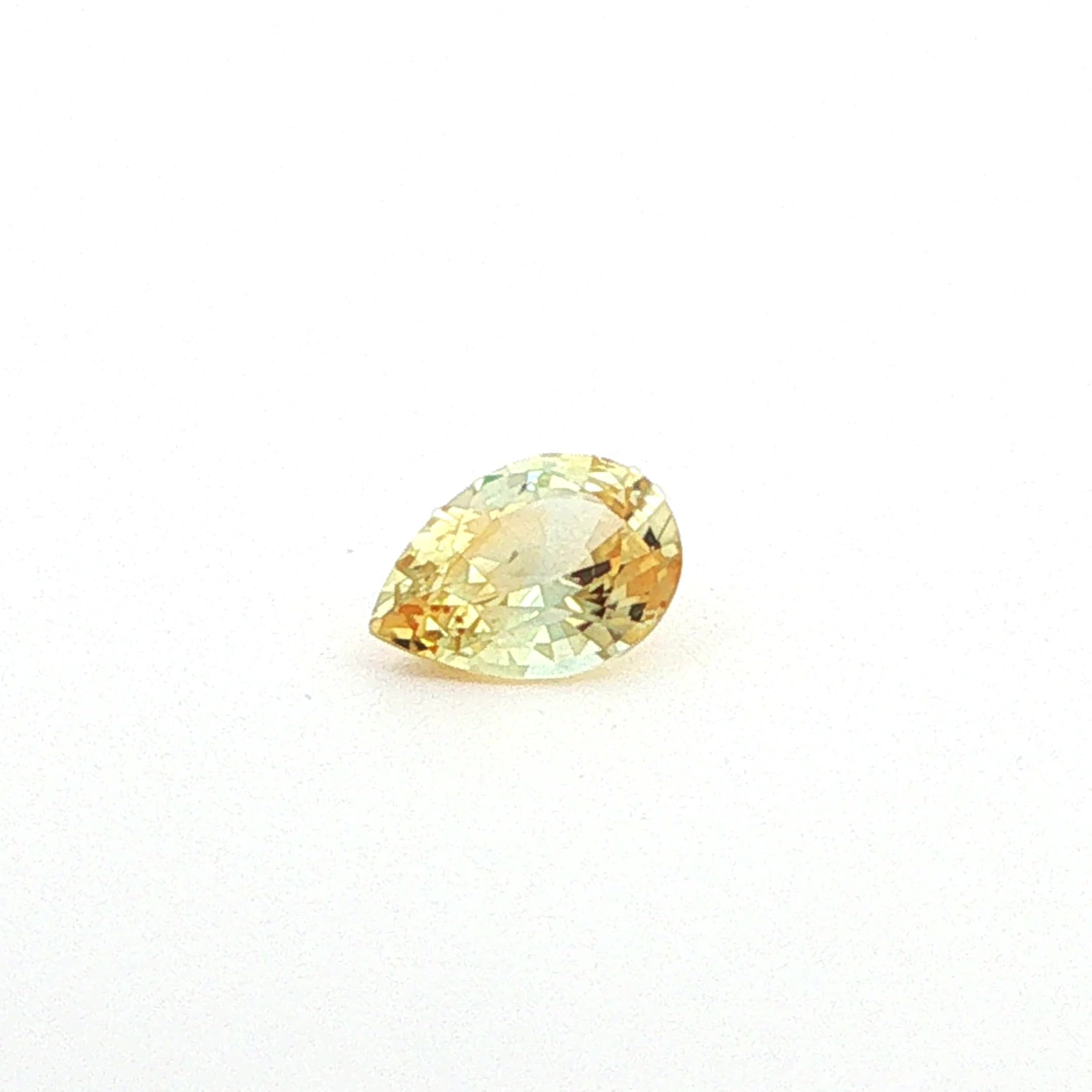 0.75 Carat Light Yellow Pear Sapphire