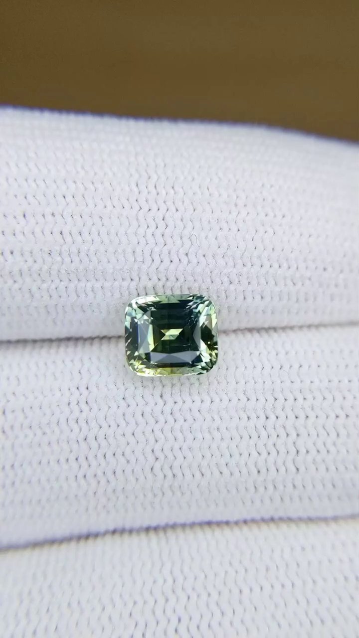 2.25 Carat Green Cushion Sapphire