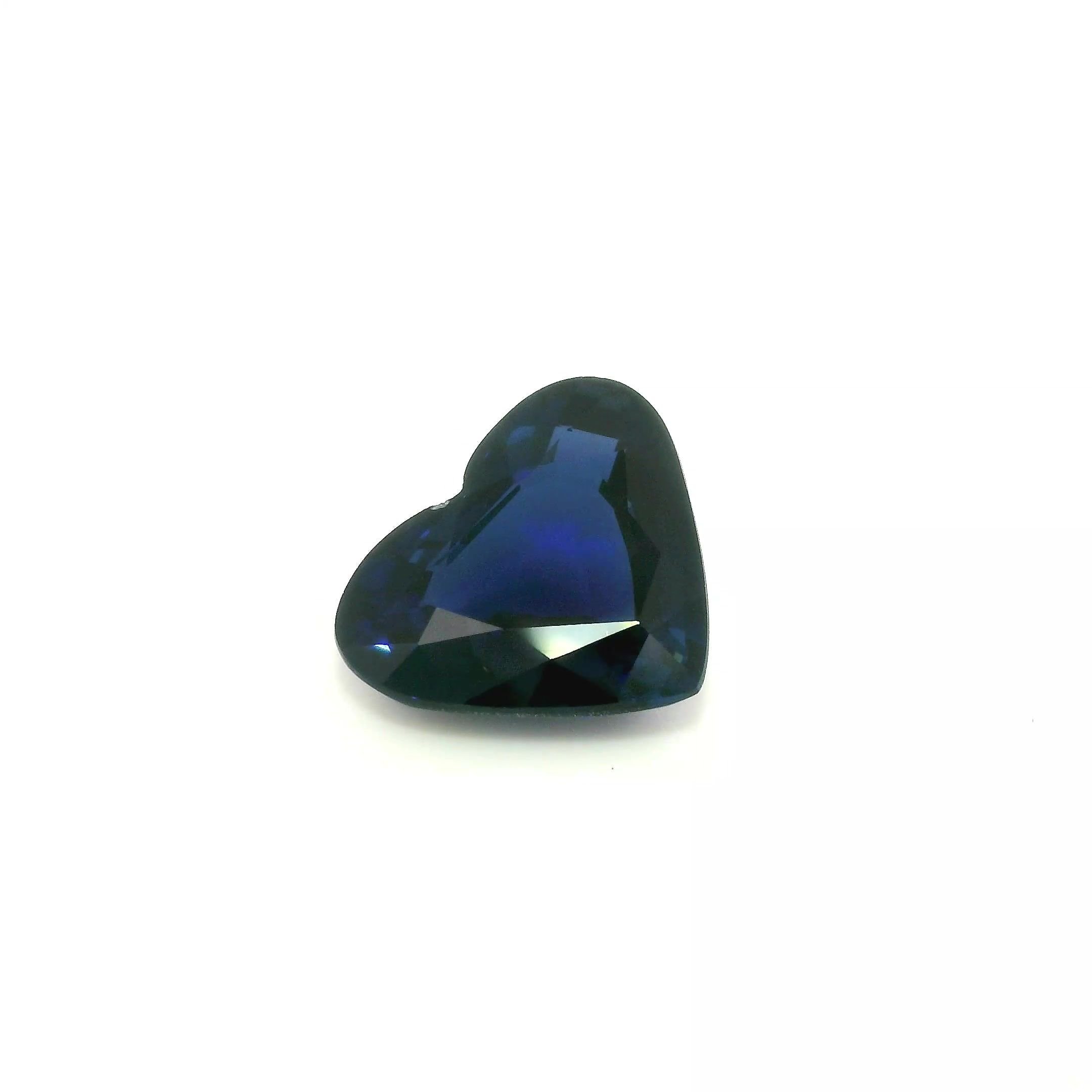 6.07 Carat Intense Blue Heart Sapphire