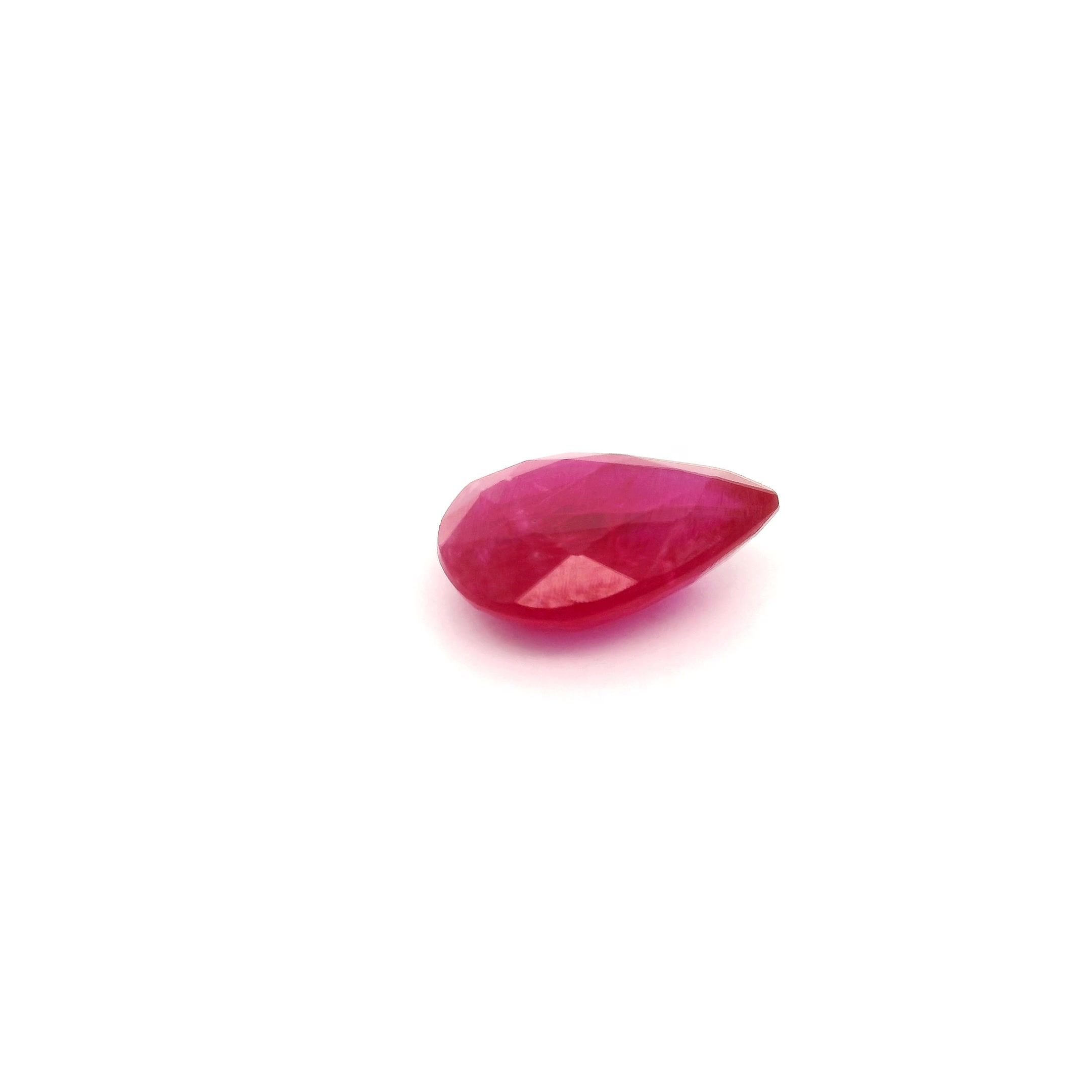 1.12 Carat Intense Red Pear Ruby