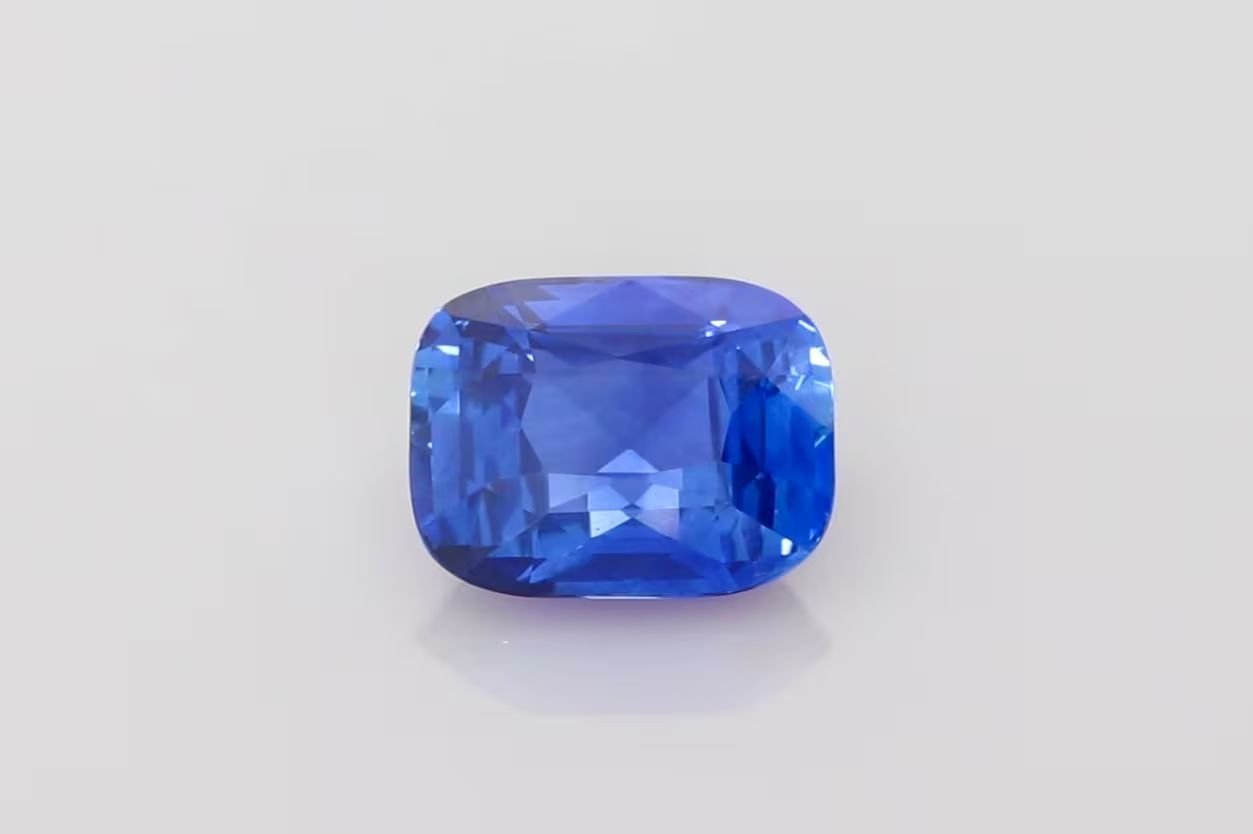 8.08 Carat Vivid Blue Cushion Sapphire