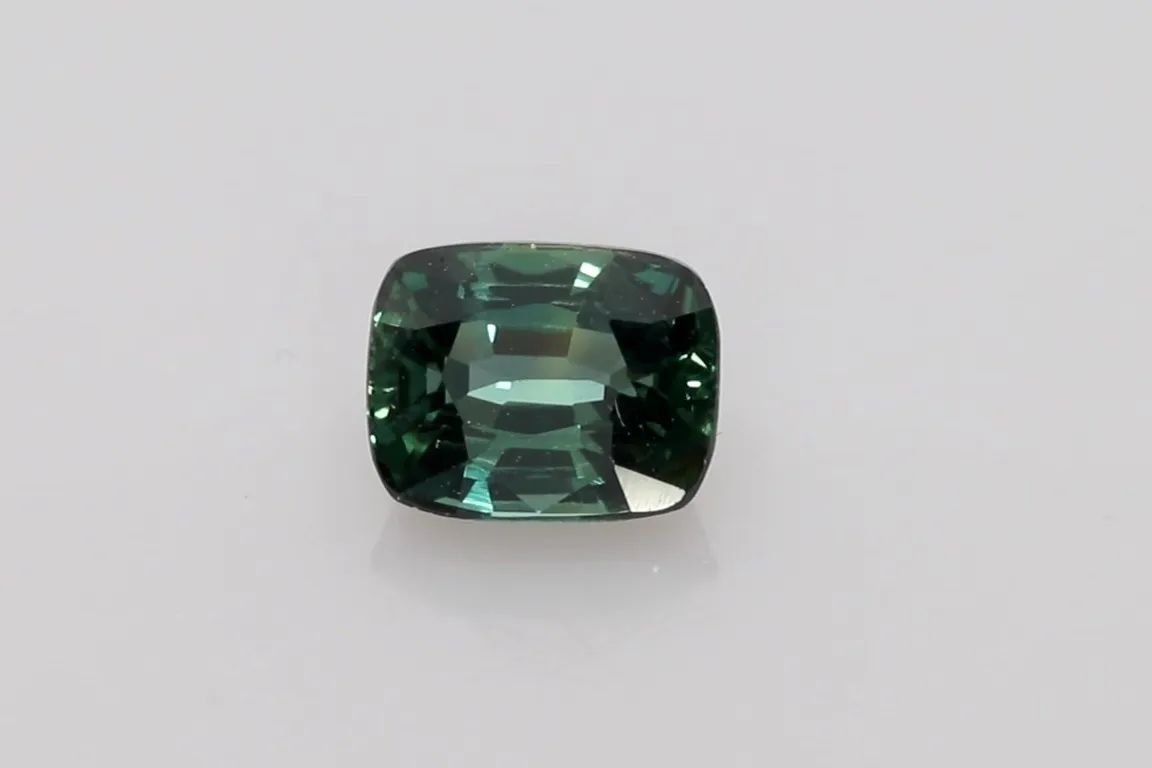 1.54 Carat Vivid Teal Cushion Sapphire