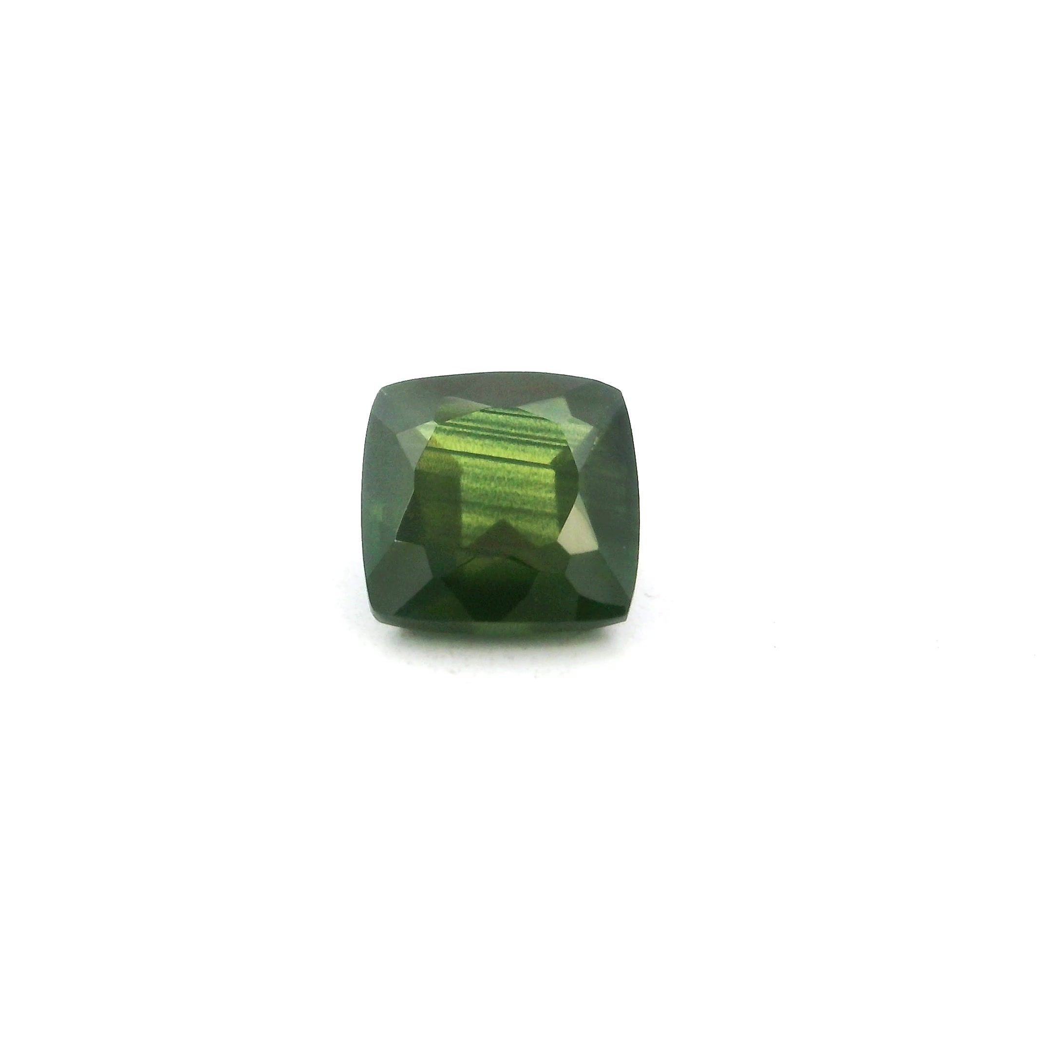 0.95 Carat Deep Green Cushion Sapphire