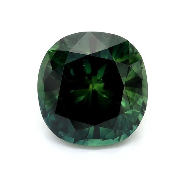 4.48 Carat Green Cushion Sapphire