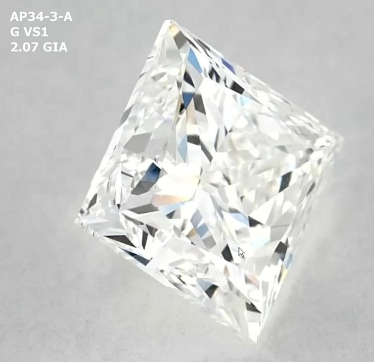 2.07ct G VS1 Rare Carat Ideal Cut Princess Diamond