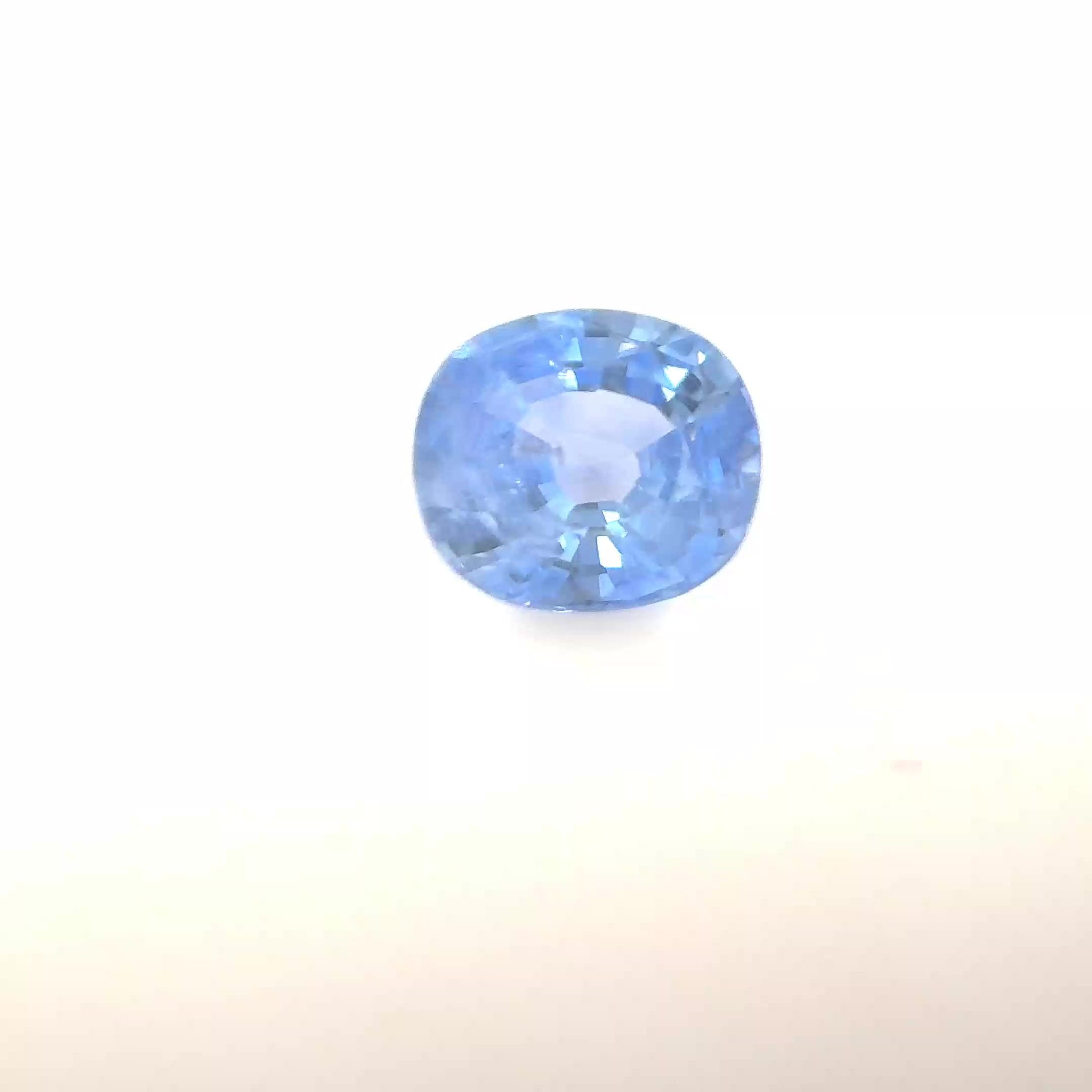 0.89 Carat Light Blue Cushion Sapphire