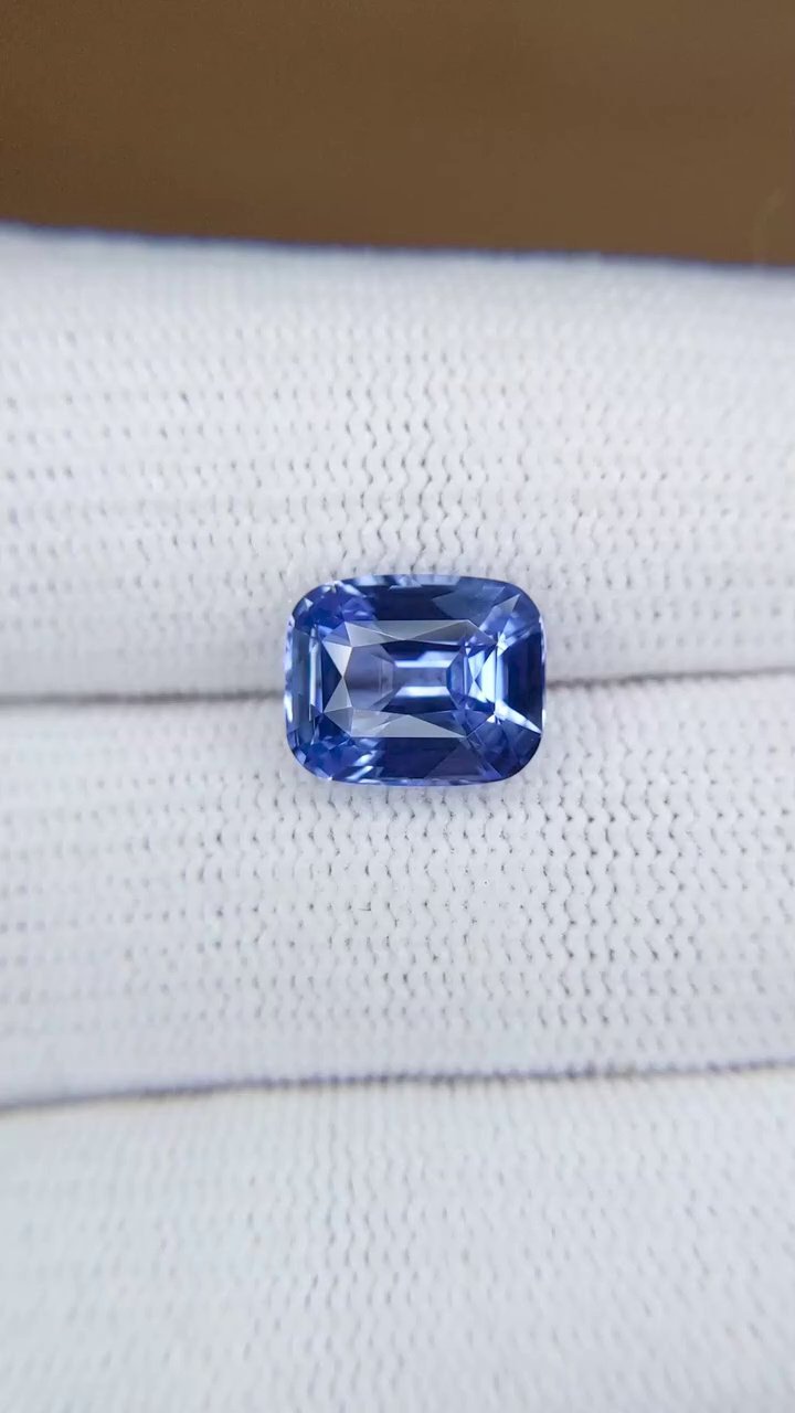 4.04 Carat Blue Cushion Sapphire