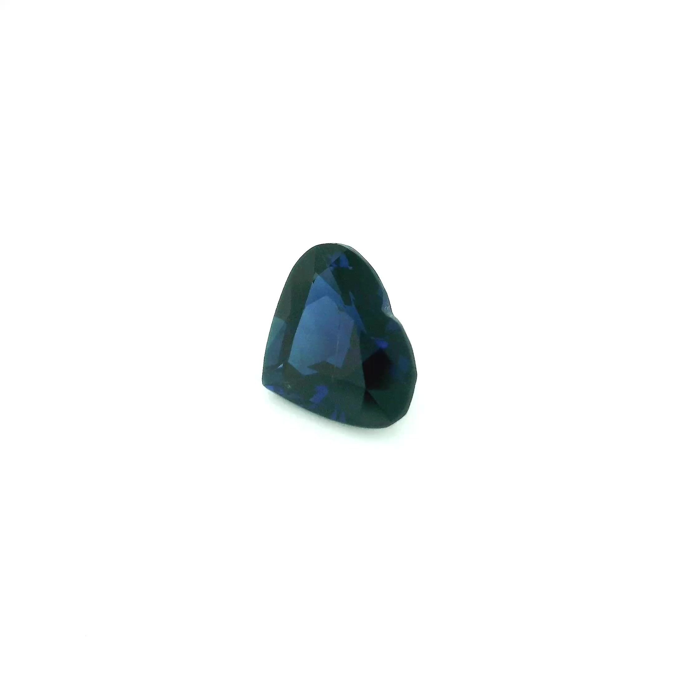 1.38 Carat Deep Blue Heart Sapphire