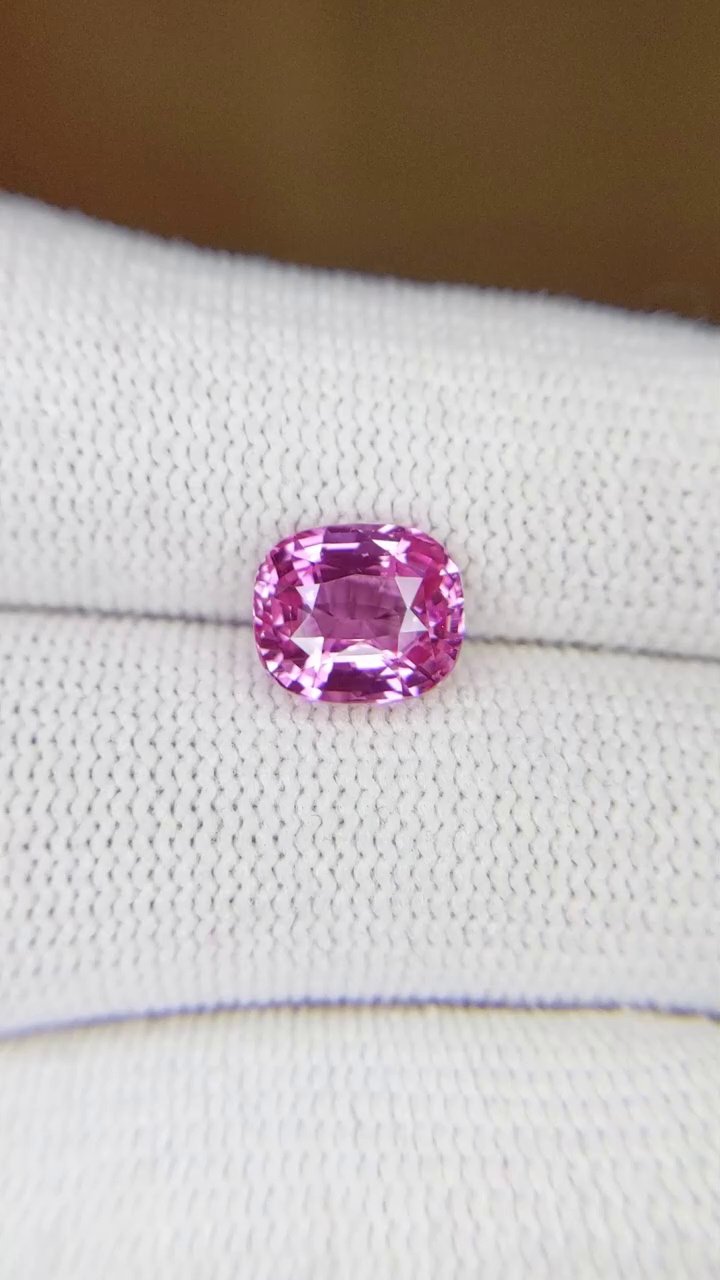 3.07 Carat Pink Cushion Sapphire