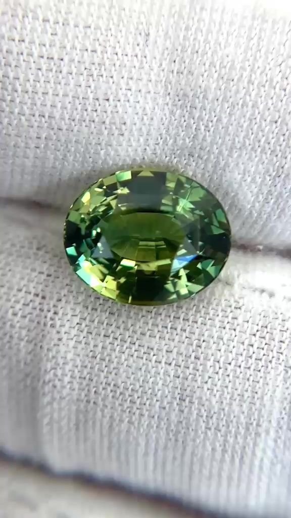 6.07 Carat Green Oval Sapphire