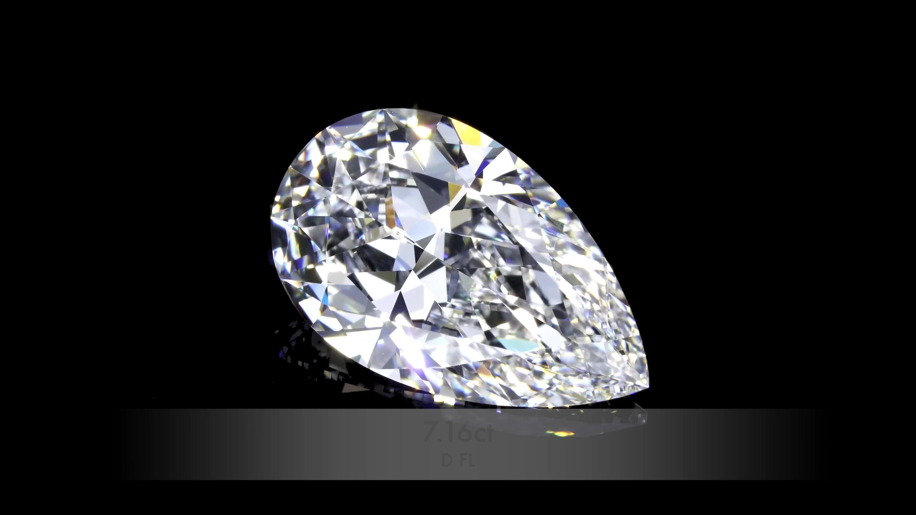 7.16ct D FL Rare Carat Ideal Cut Pear Diamond