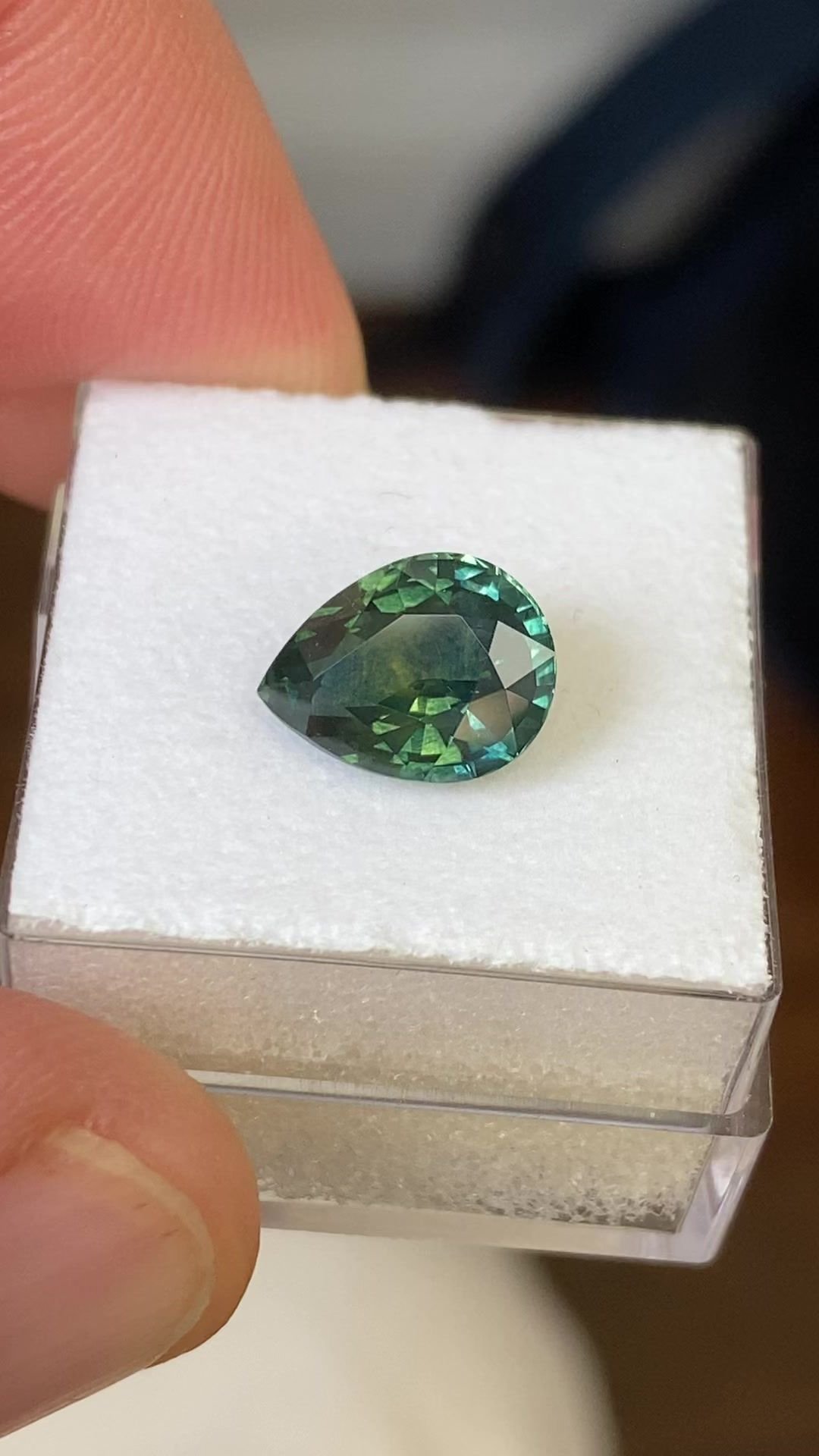 3.46 Carat Green Pear Sapphire