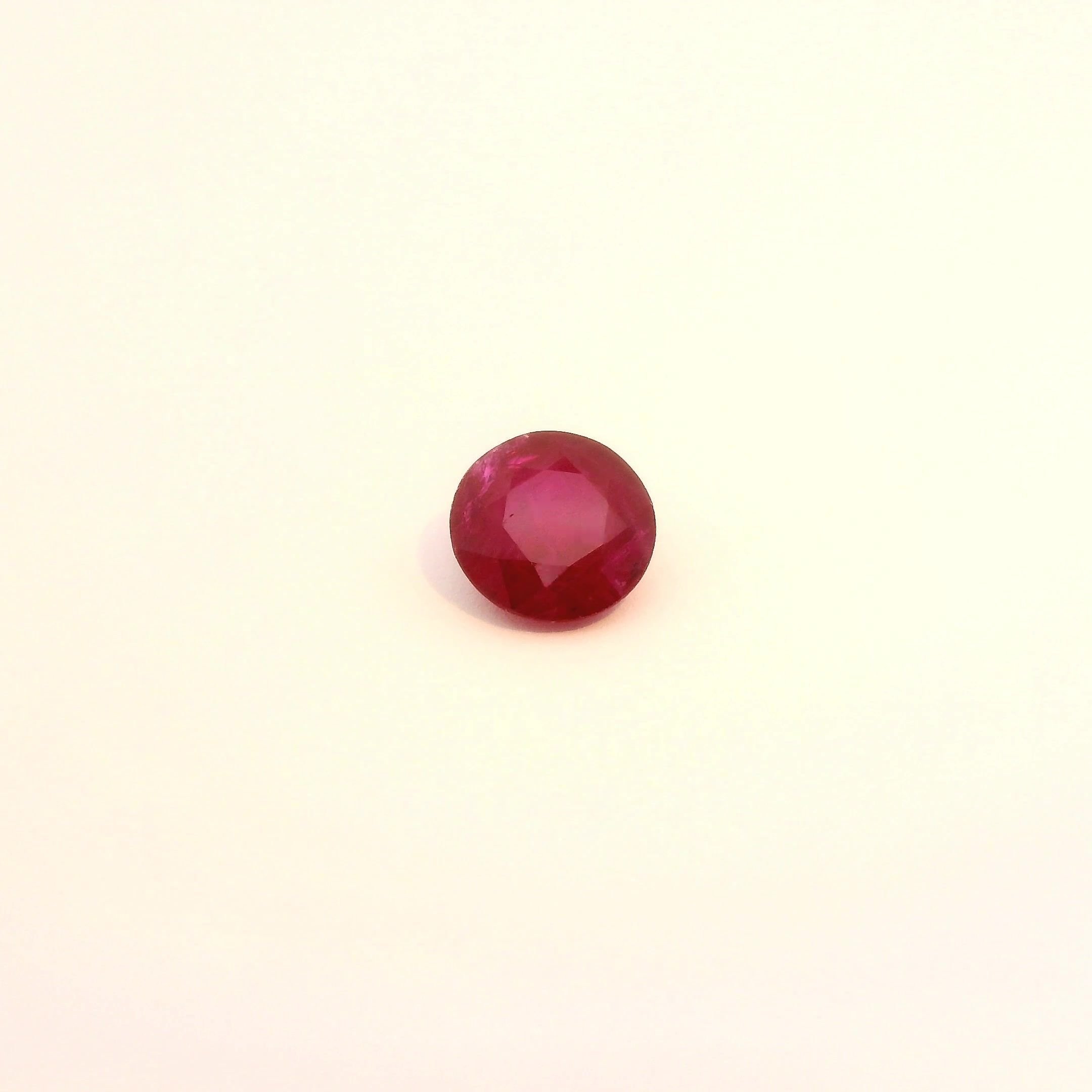 1.34 Carat Red Round Ruby