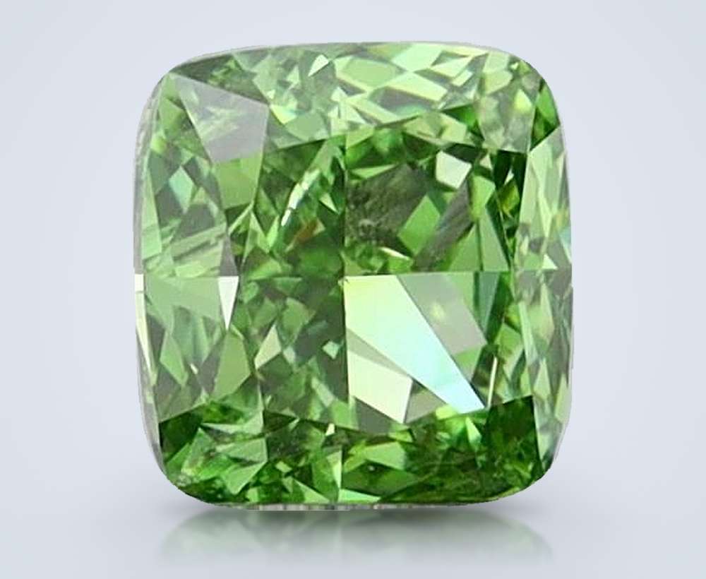 1.42 Ct. Fancy Vivid Green Cushion Lab Diamond