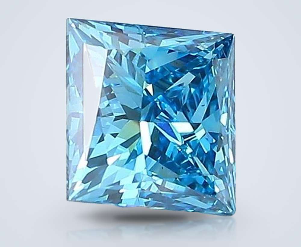 1.54 Ct. Fancy Vivid Blue Princess Lab Diamond