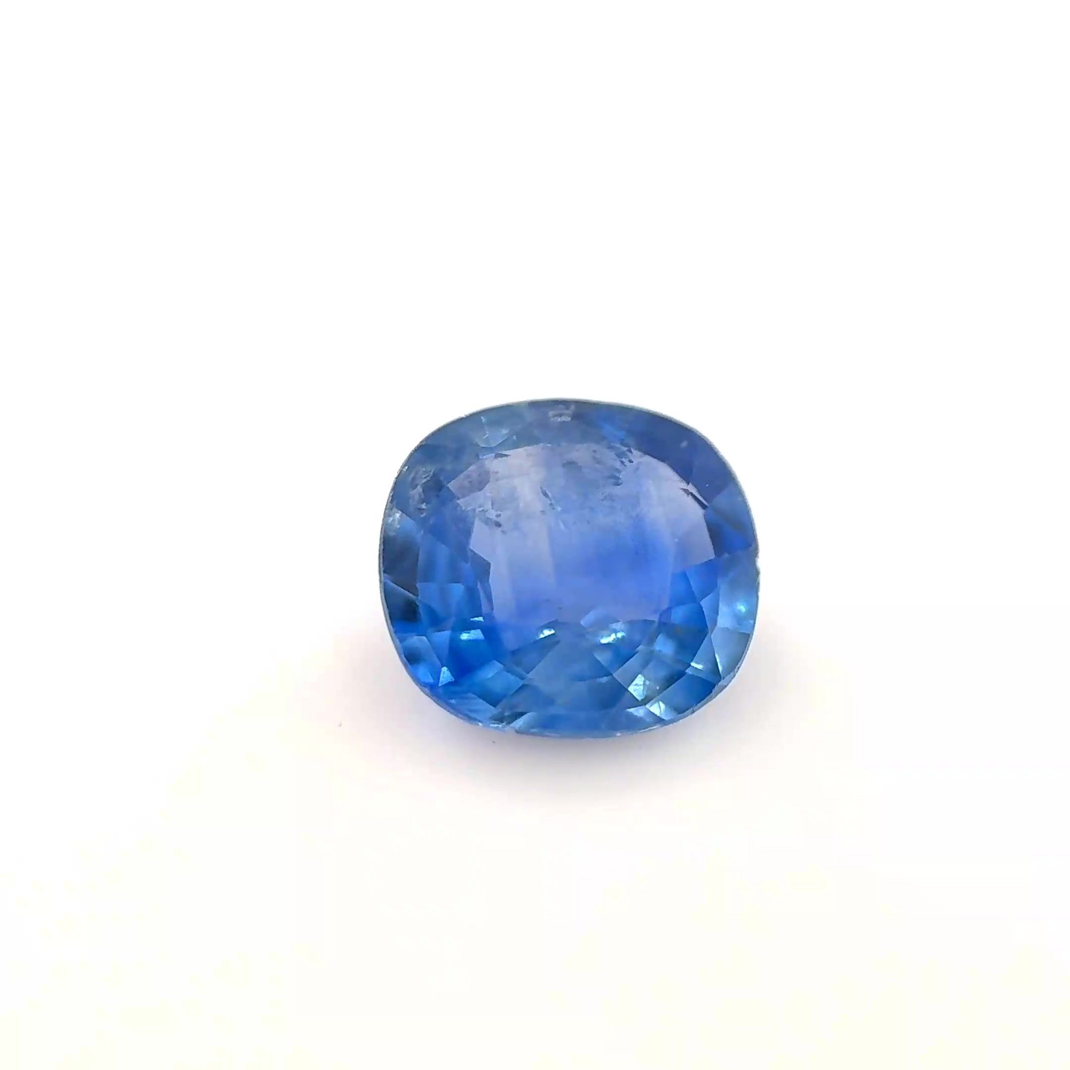 0.87 Carat Light Blue Cushion Sapphire