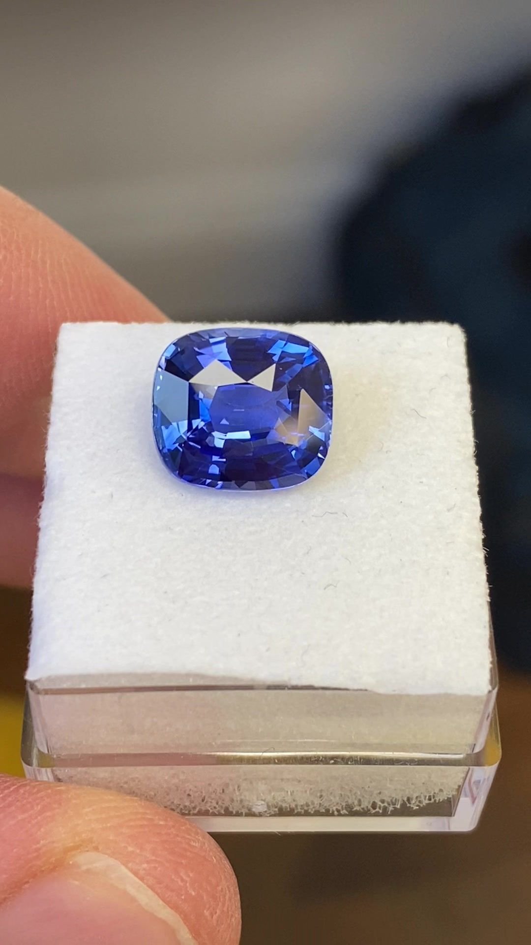 5.50 Carat Blue Cushion Sapphire