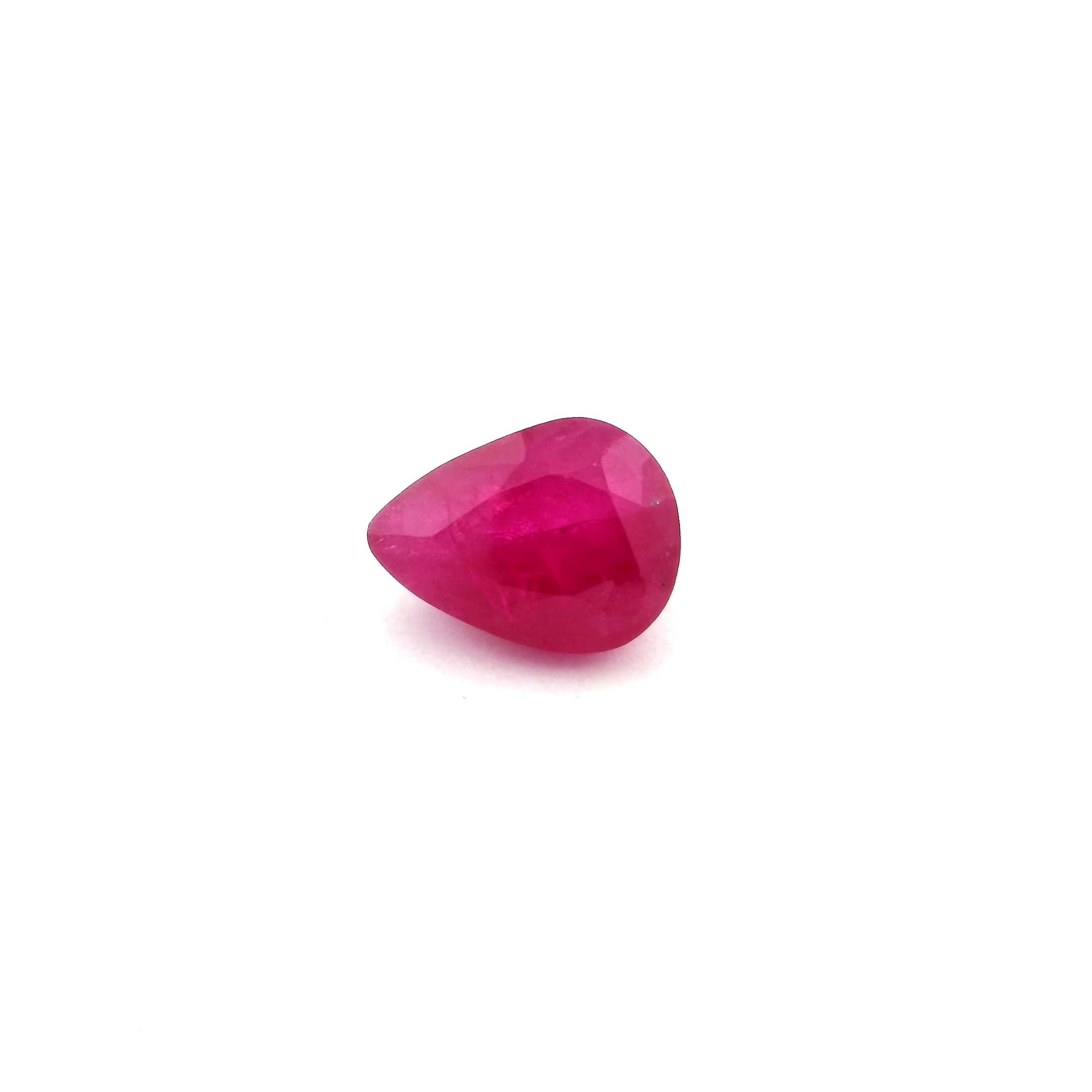 1.91 Carat Red Pear Ruby