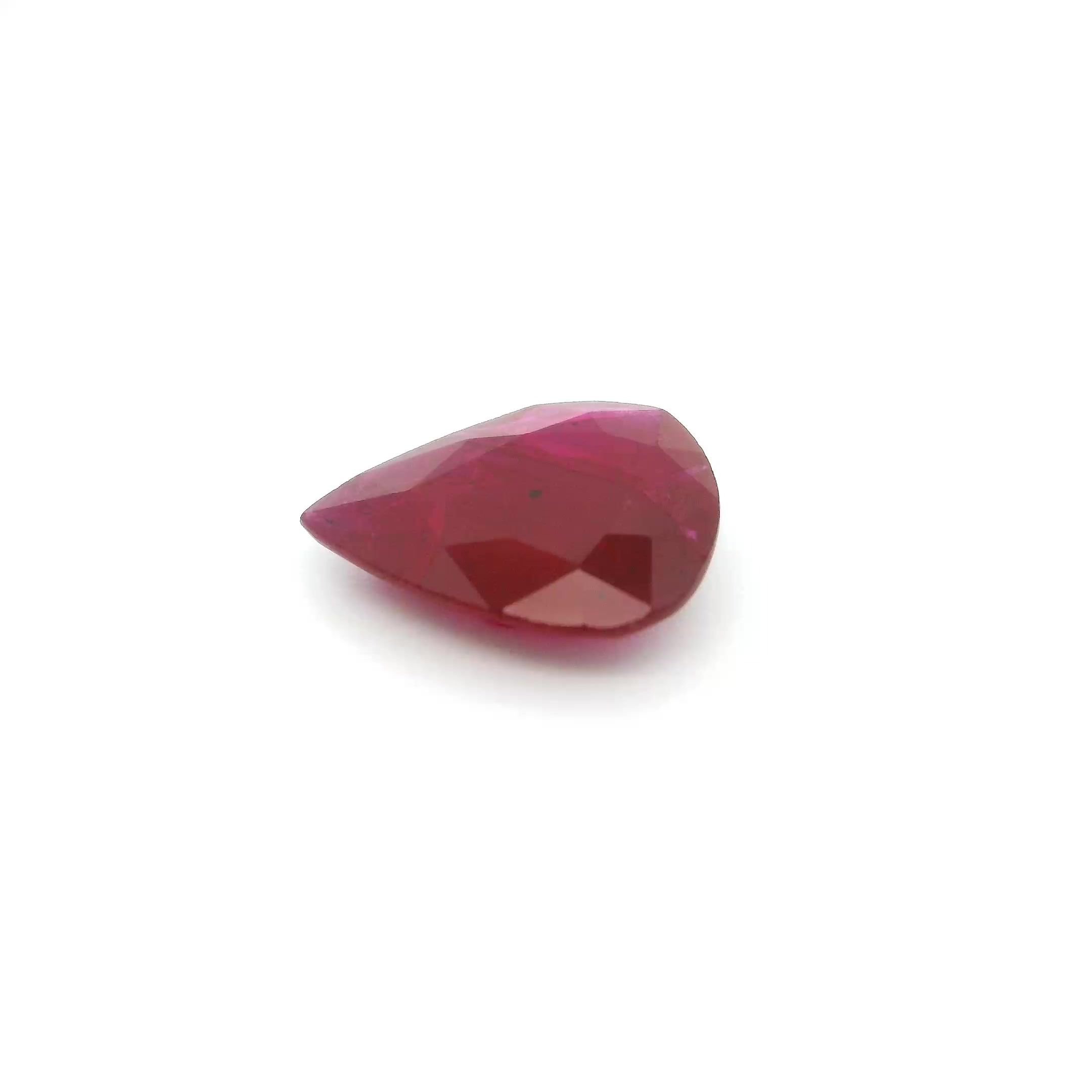2.05 Carat Intense Red Pear Ruby