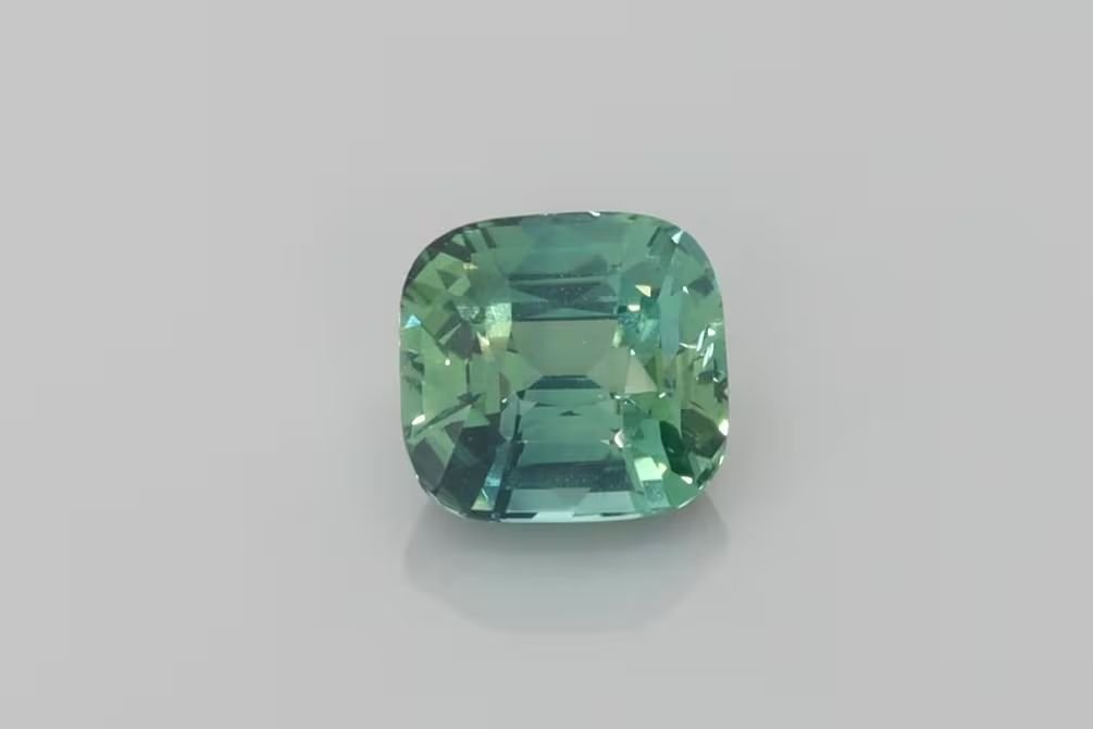 1.54 Carat Vivid Teal Cushion Sapphire