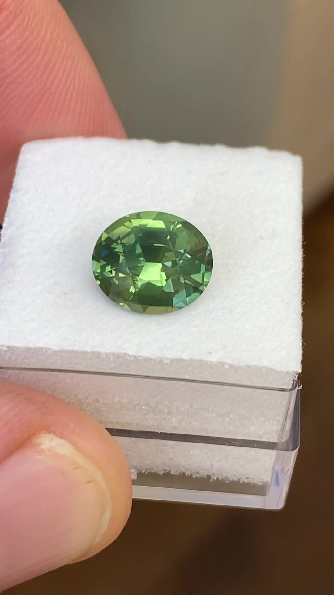 3.51 Carat Green Oval Sapphire