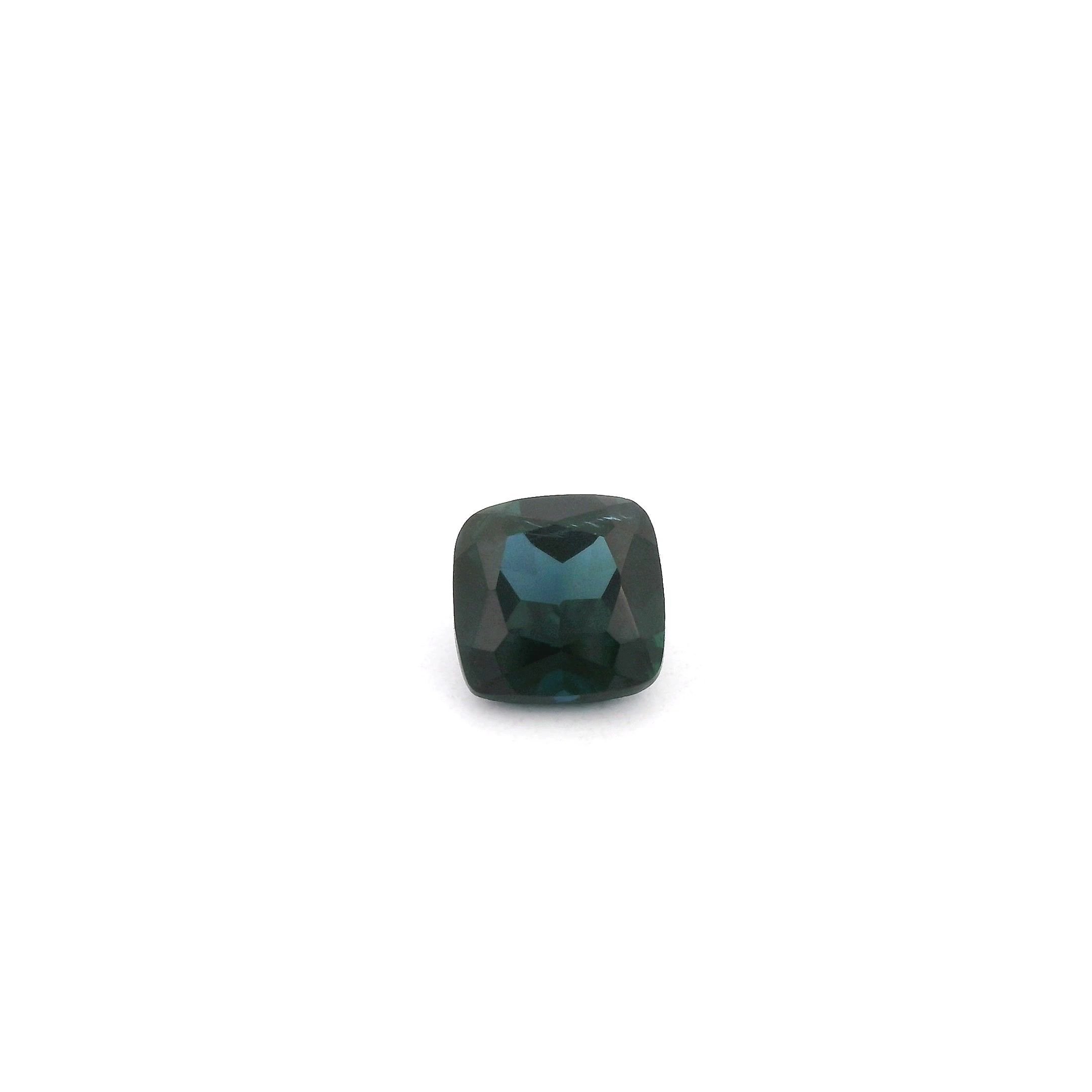 0.69 Carat Vivid Green Cushion Sapphire