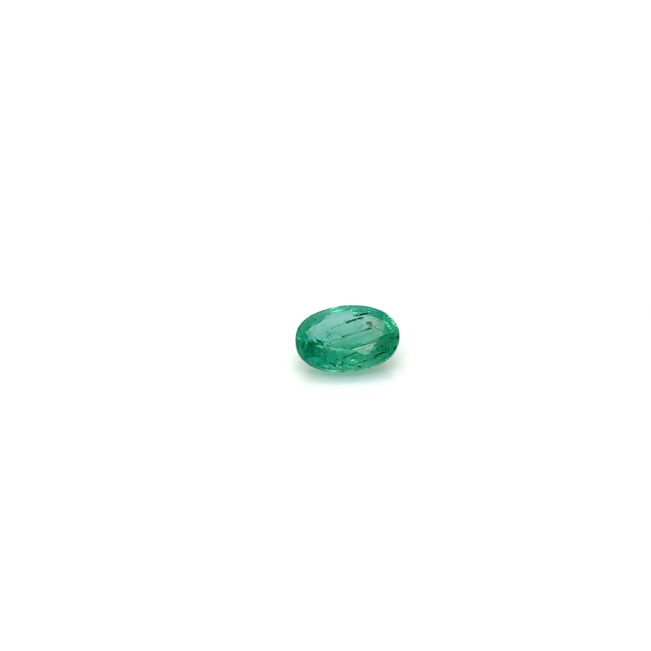 0.72 Carat Vivid Green Oval Emerald