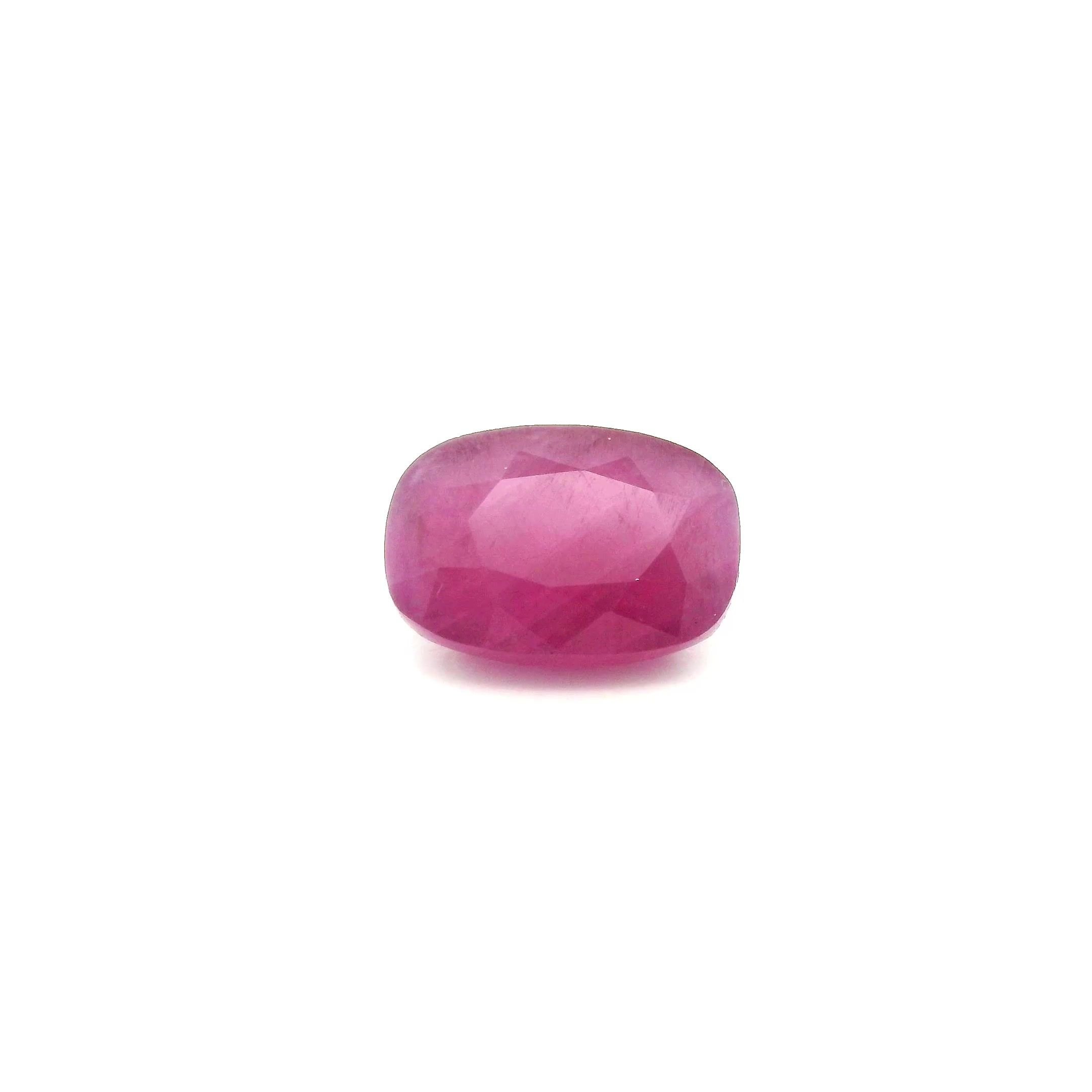 3.14 Carat Red Cushion Ruby