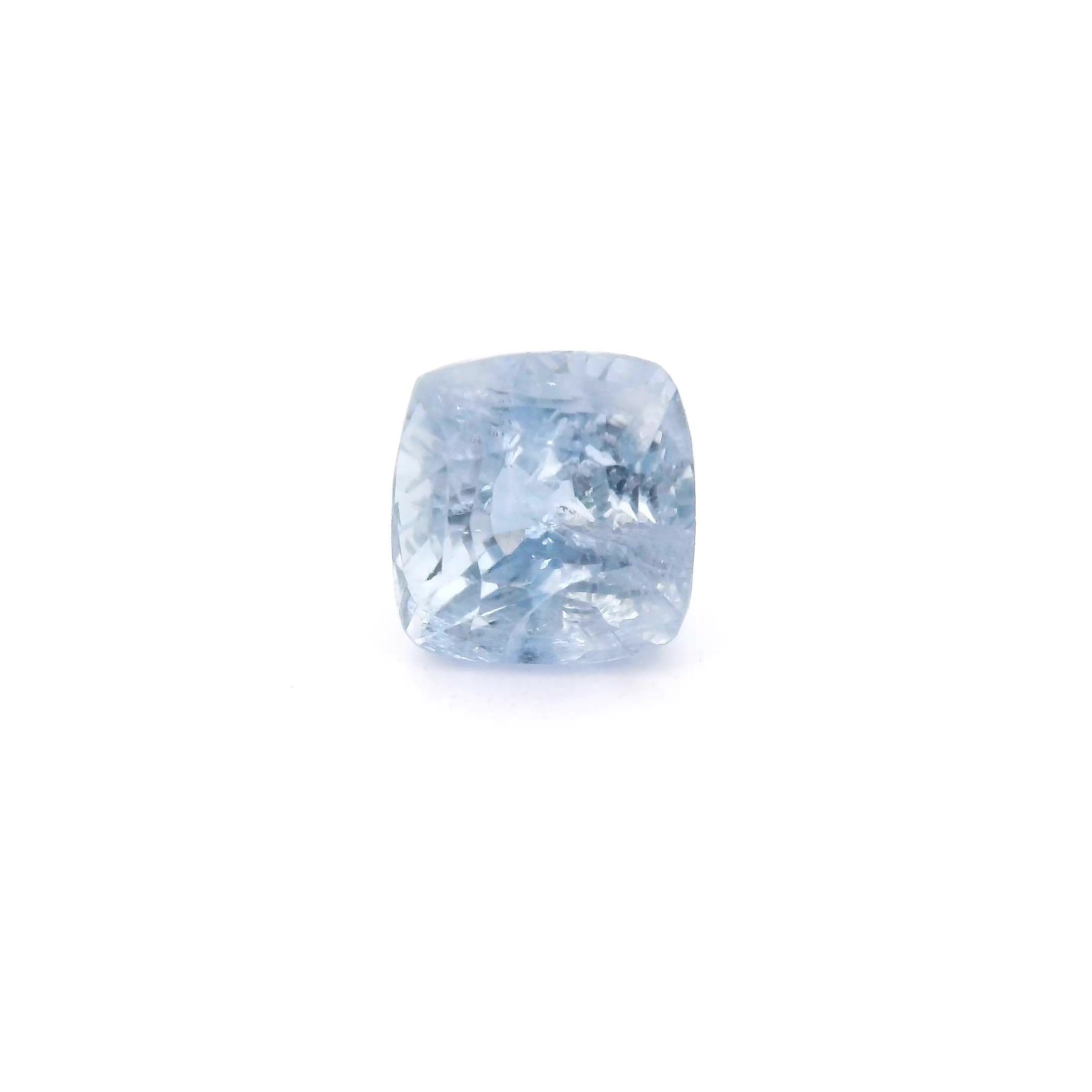 2.71 Carat Light Blue Cushion Sapphire
