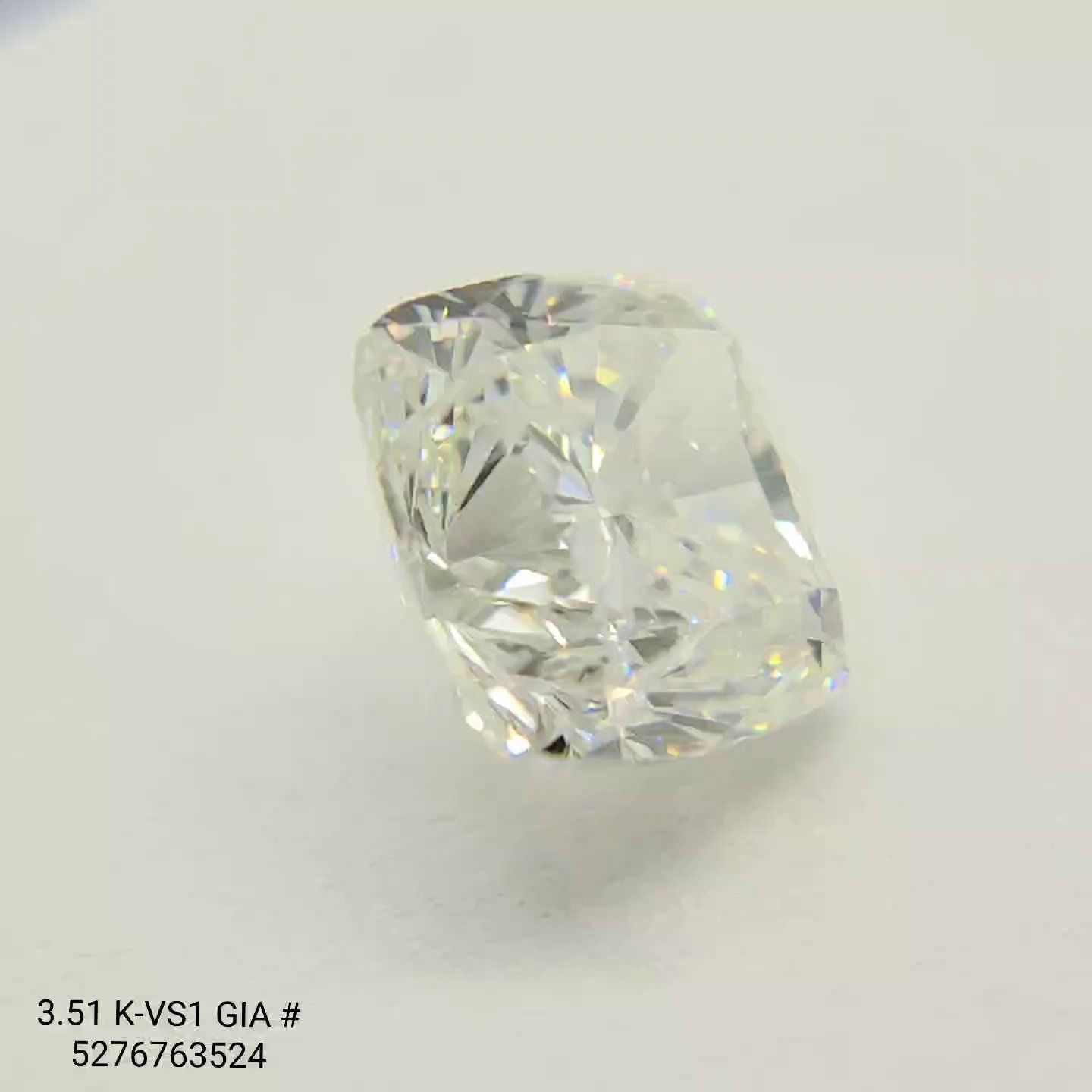 3.51ct K VS1 Very Good Cut Cushion Diamond