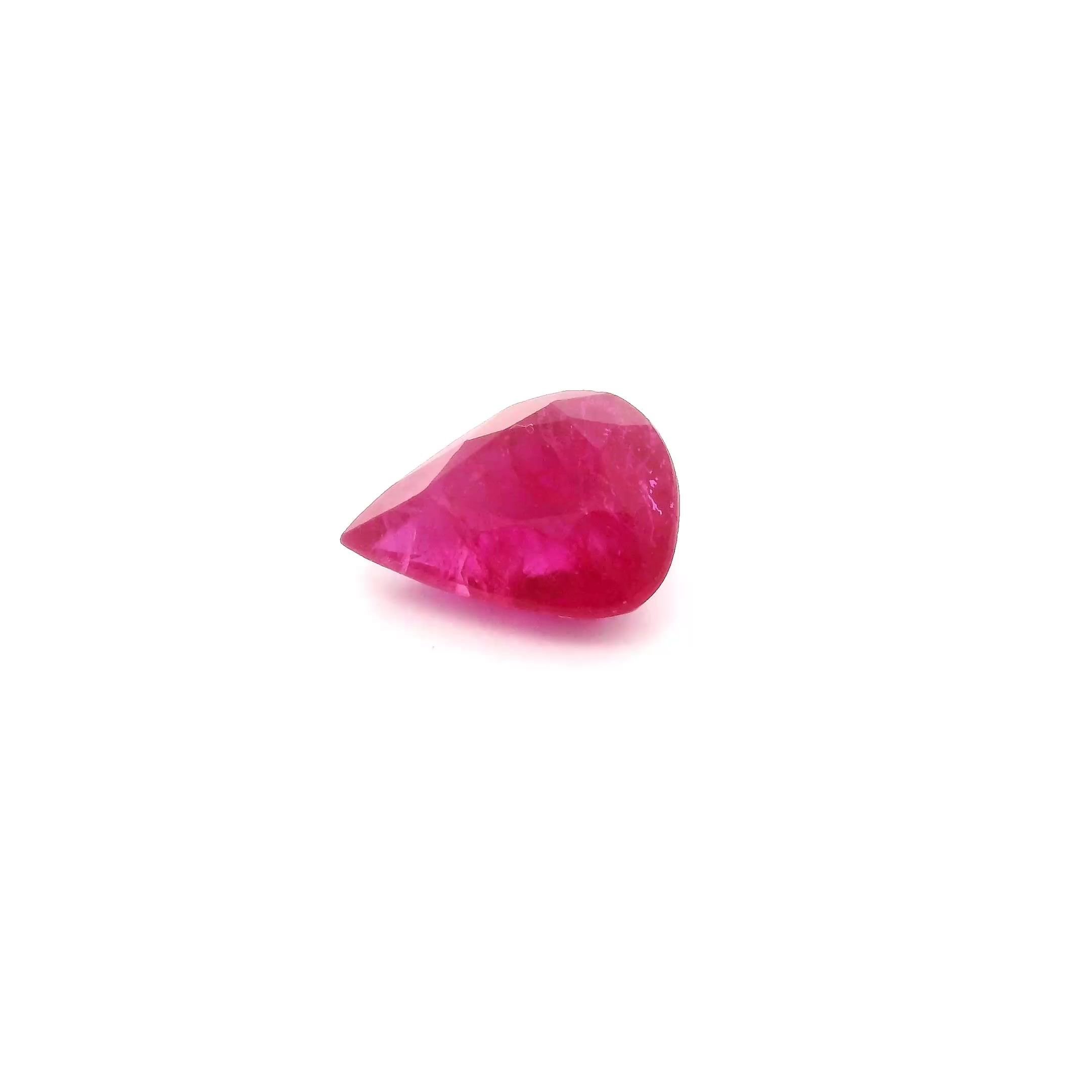1.35 Carat Intense Red Pear Ruby