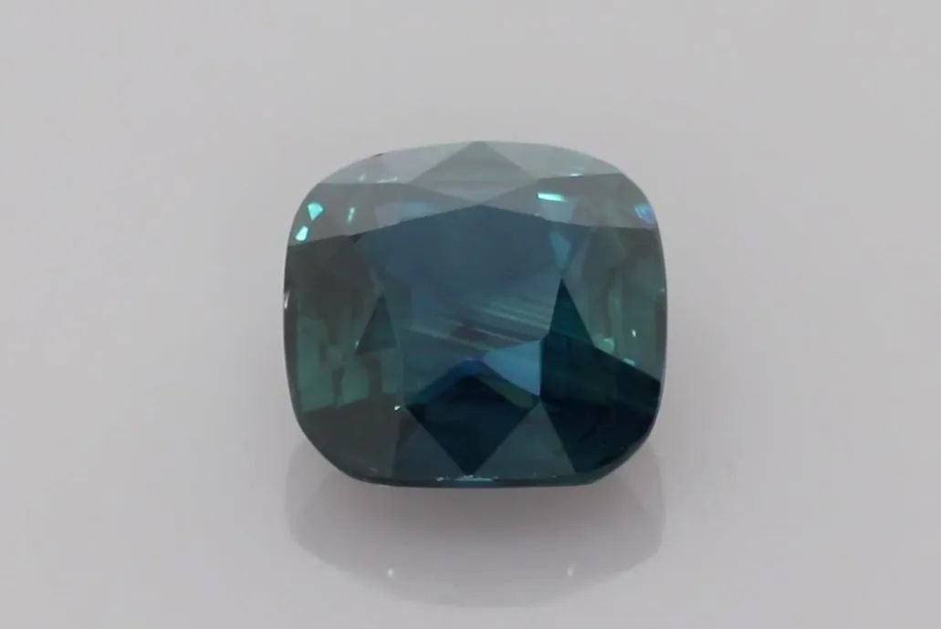 2.04 Carat Vivid Teal Cushion Sapphire