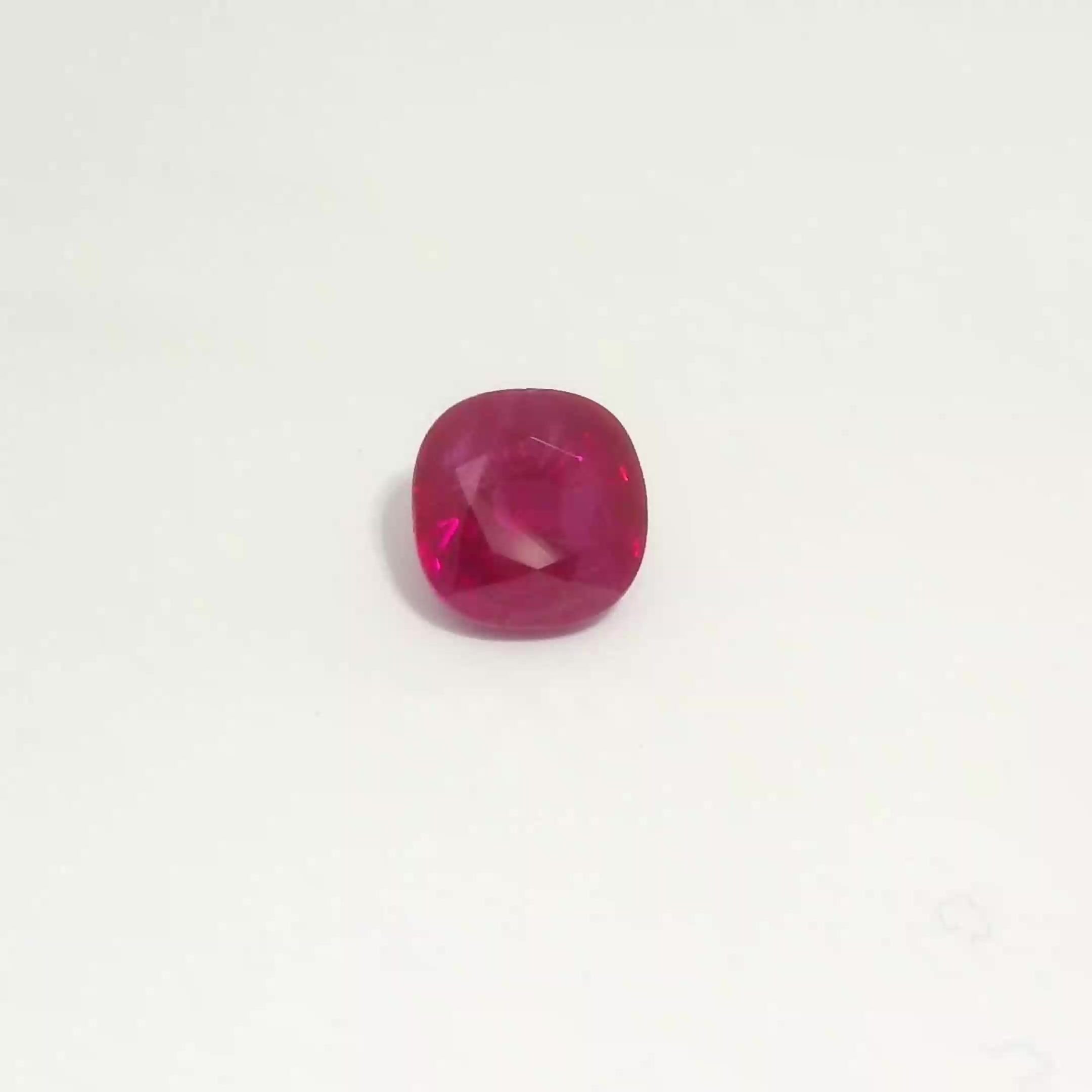 1.24 Carat Red Cushion Ruby
