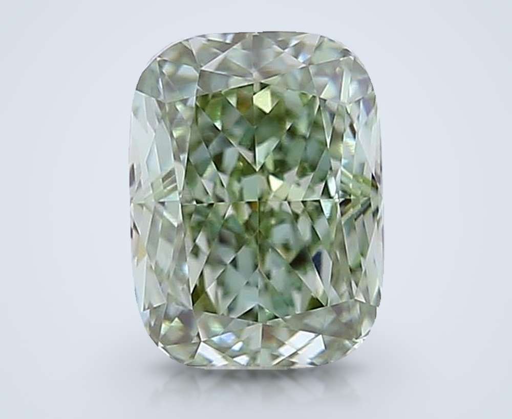 1.37 Ct. Fancy Vivid Green Cushion Lab Diamond