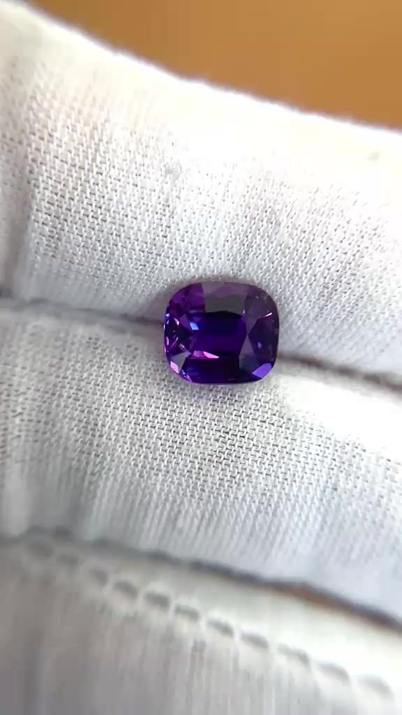 4.04 Carat Purple Cushion Sapphire