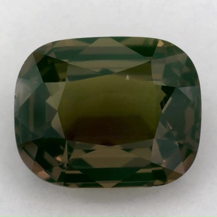 2.93 Carat Green Cushion Sapphire