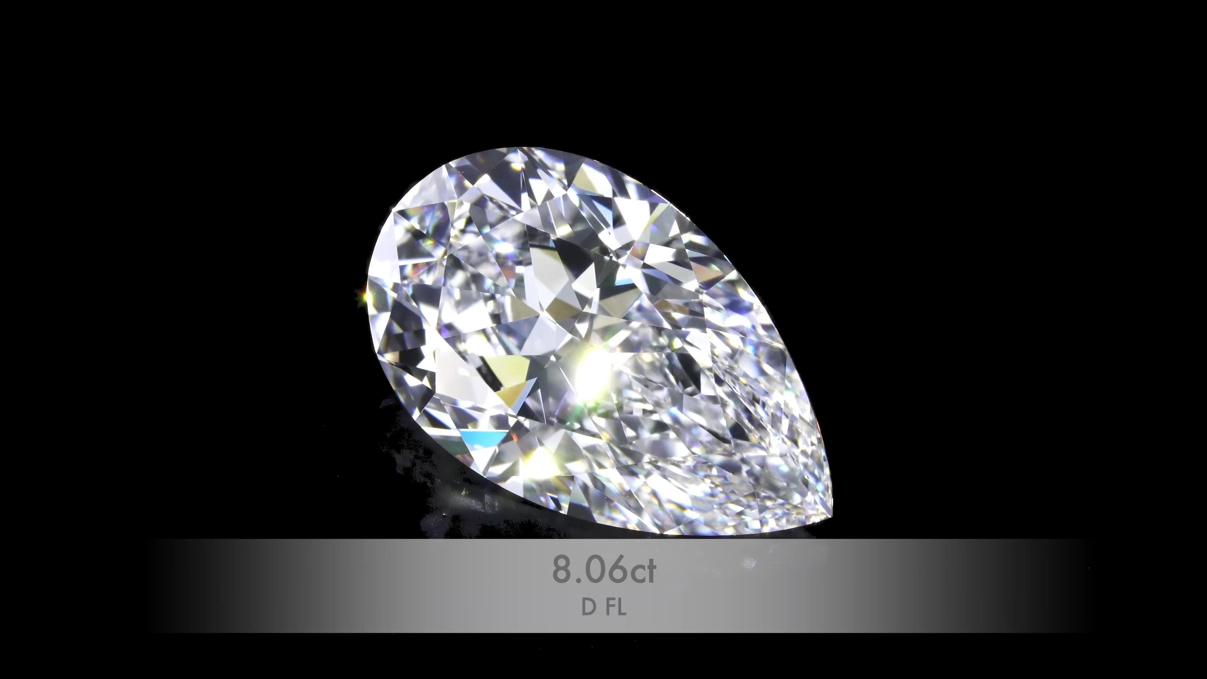 8.06ct D FL Rare Carat Ideal Cut Pear Diamond