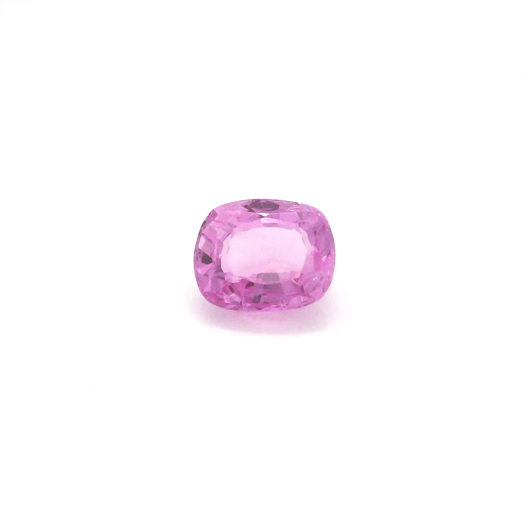 1.65 Carat Pink Cushion Sapphire