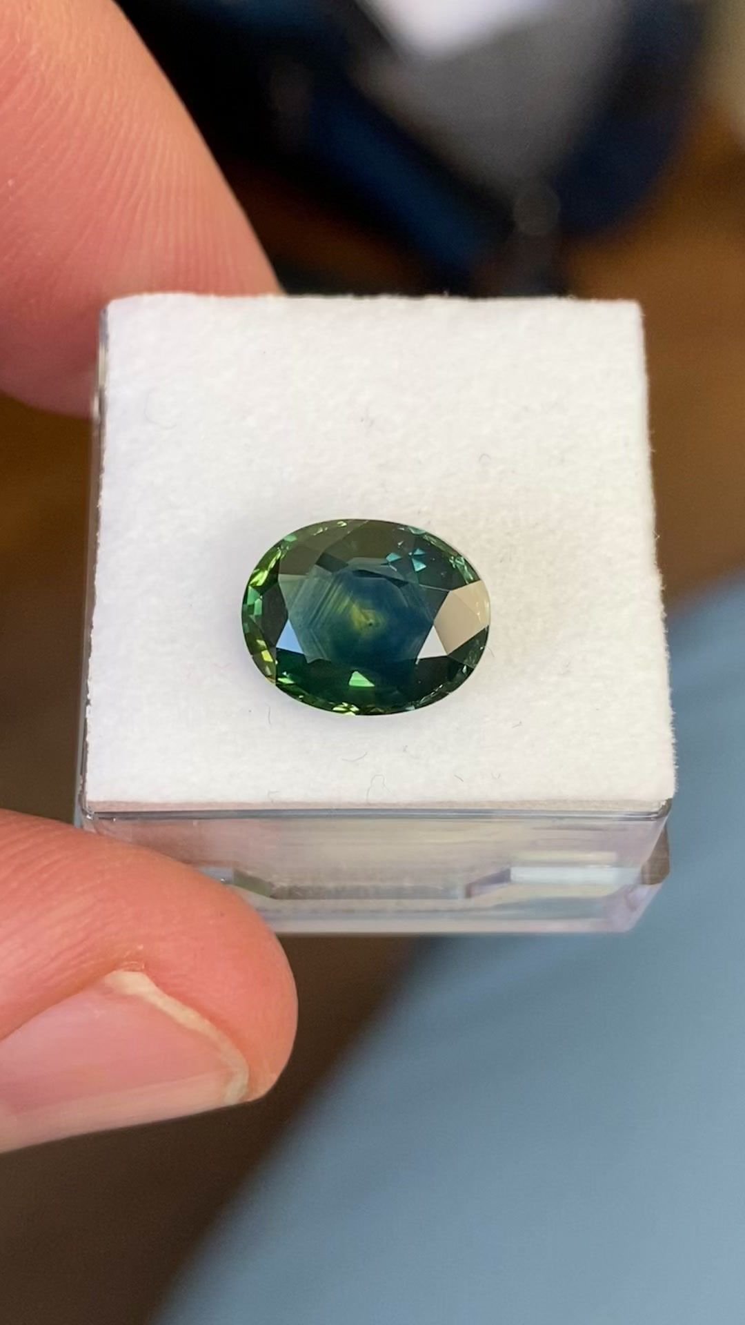 4.12 Carat Green Oval Sapphire