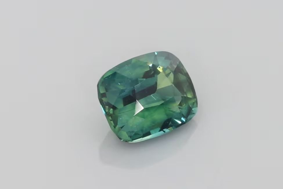 1.56 Carat Vivid Teal Cushion Sapphire