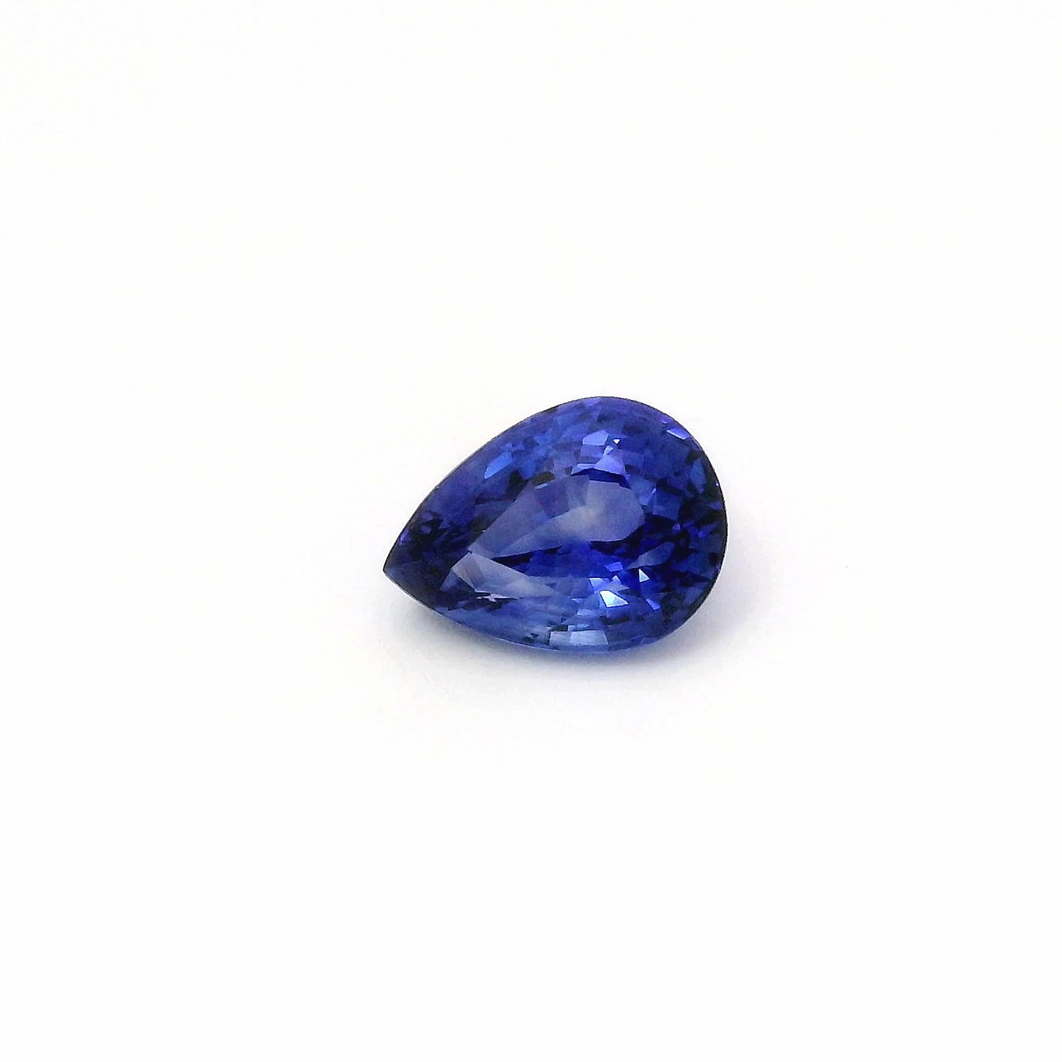 1.54 Carat Blue Pear Sapphire