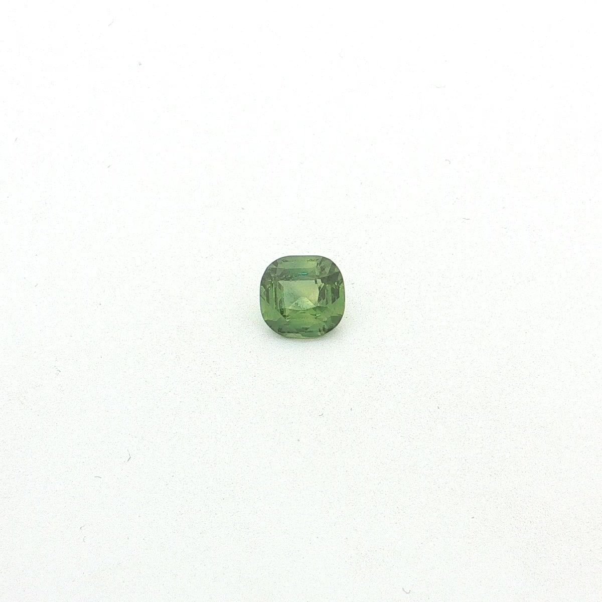 3.42 Carat Green Cushion Sapphire