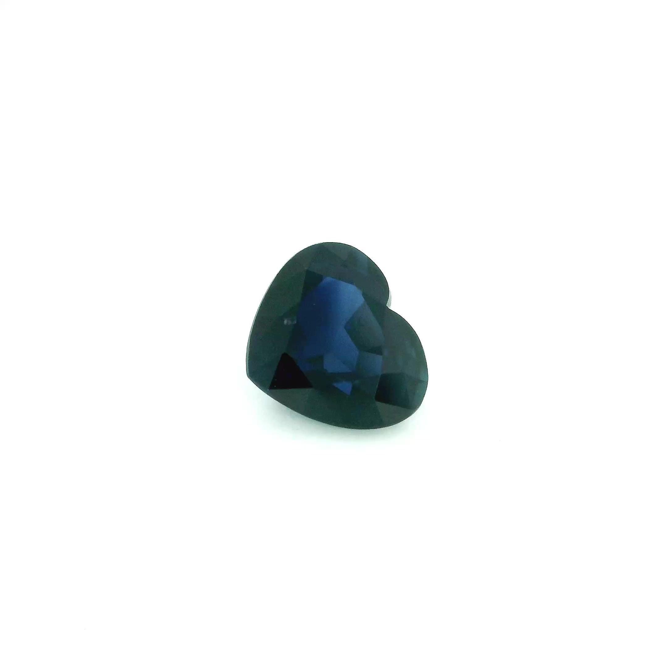 1.98 Carat Deep Blue Heart Sapphire