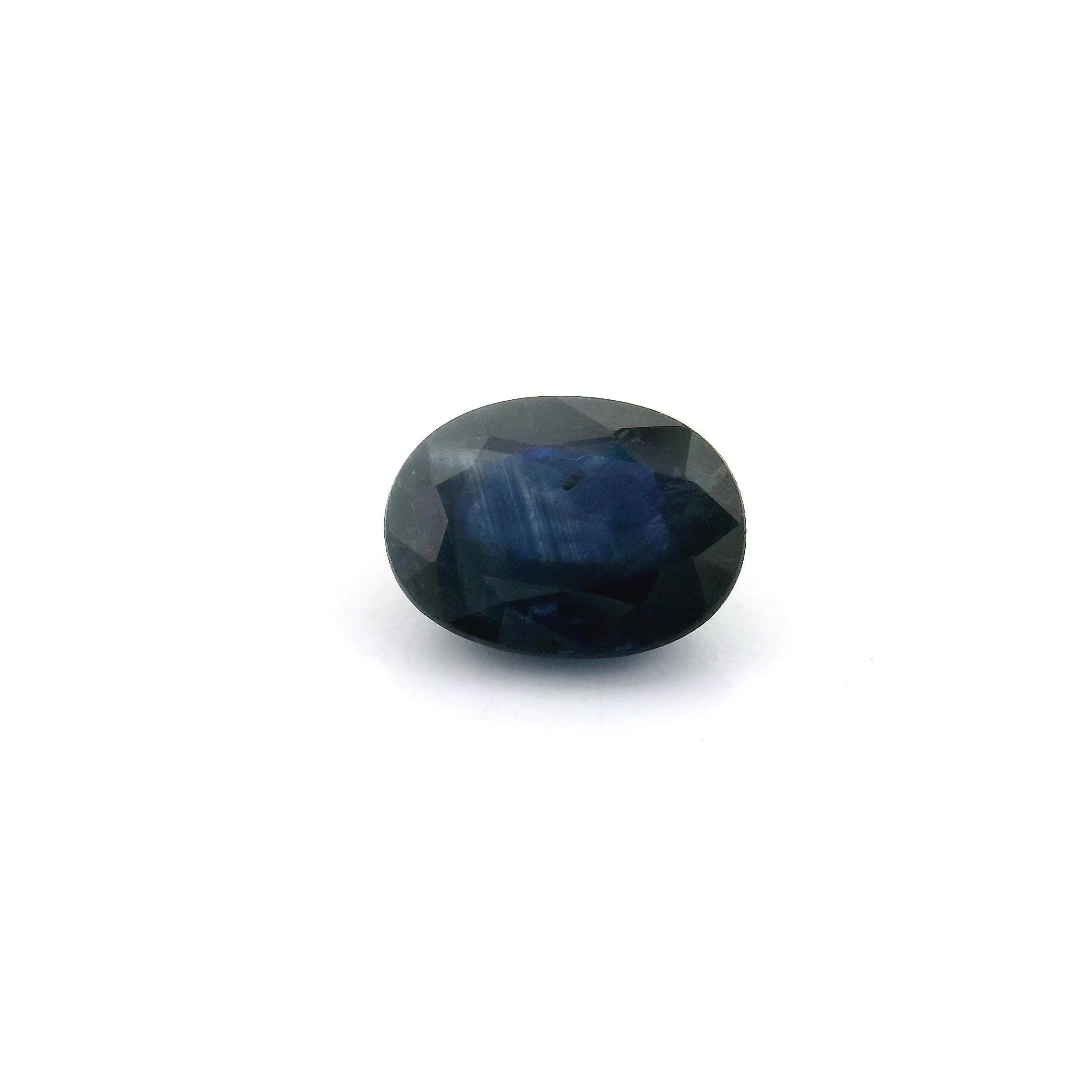 1.67 Carat Deep Blue Oval Sapphire